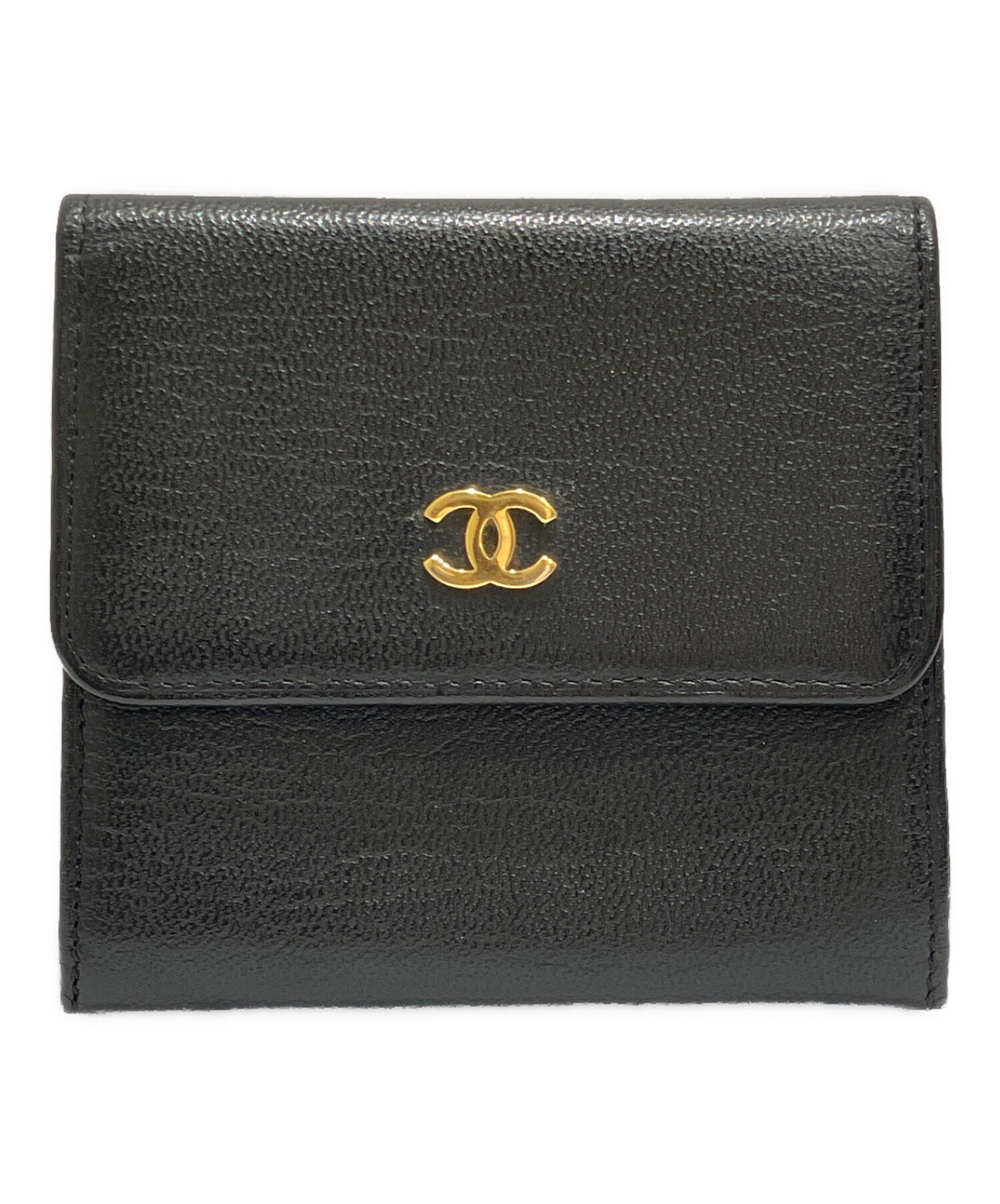 中古・古着通販】CHANEL (シャネル) ダブルホック コンパクトウォレット ブラック×ゴールド｜ブランド・古着通販 トレファク公式【TREFAC  FASHION】スマホサイト