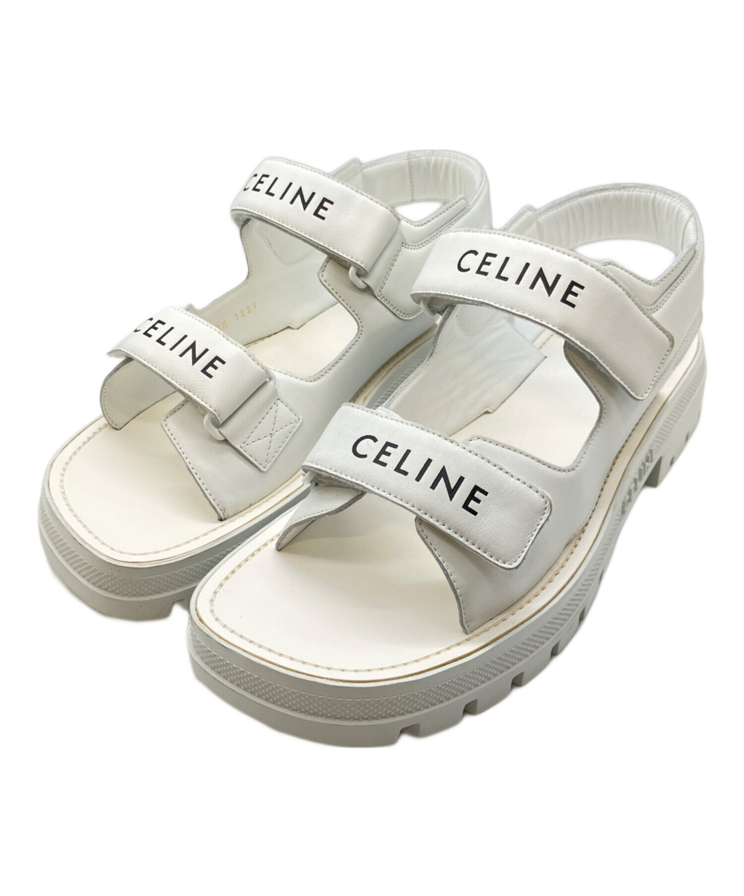 中古・古着通販】CELINE (セリーヌ) レオ ベルクロストラップ サンダル ホワイト サイズ:43｜ブランド・古着通販  トレファク公式【TREFAC FASHION】スマホサイト