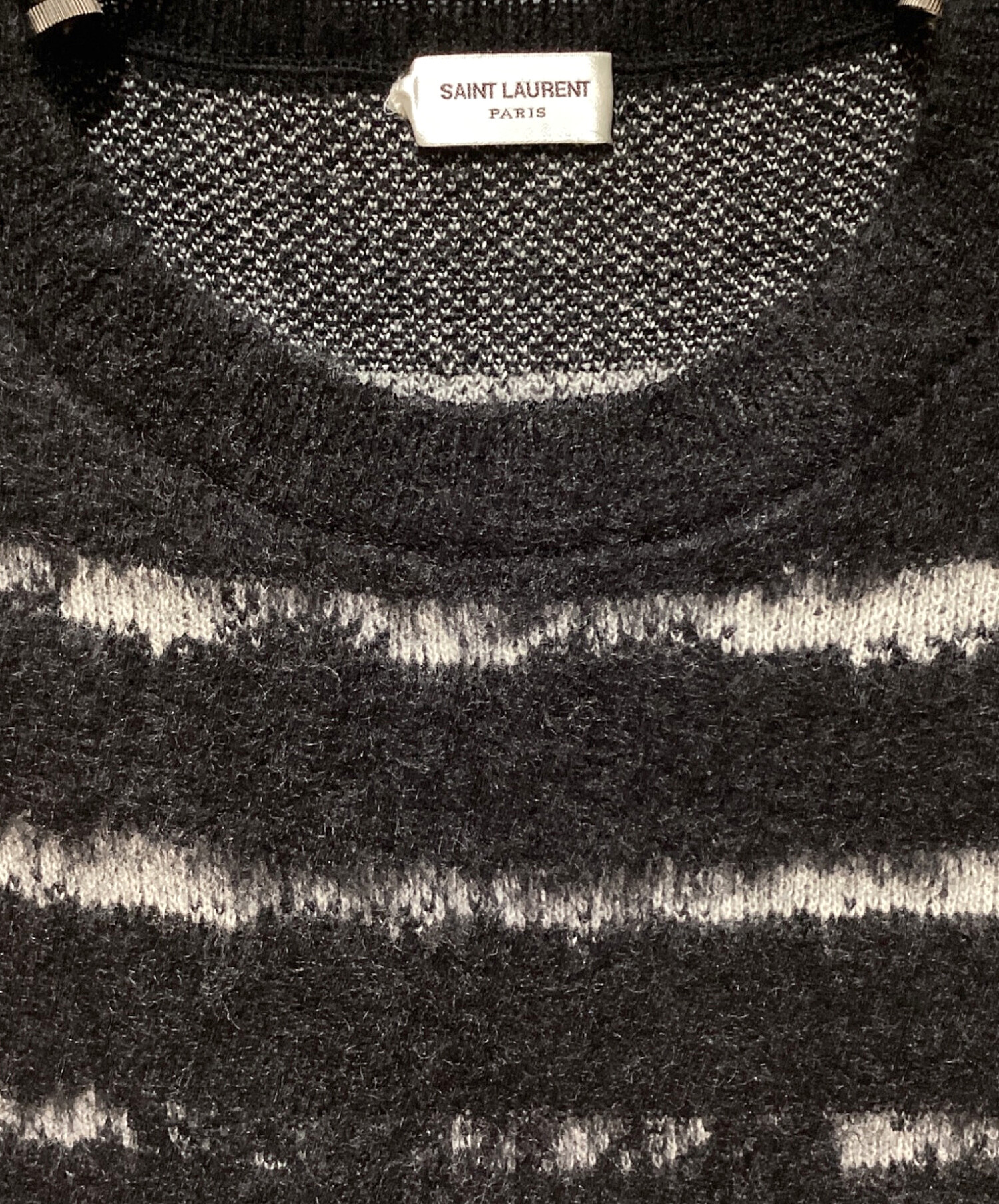 Saint Laurent Paris (サンローランパリ) Mohair Border Knit（モヘアボーダーニット） ブラック サイズ:M