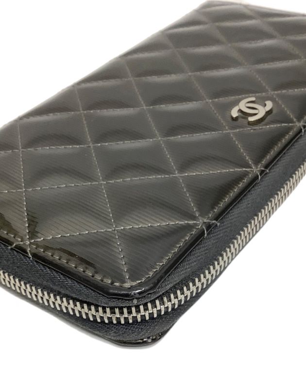 CHANEL (シャネル) ラウンドファスナー長財布 カーキ