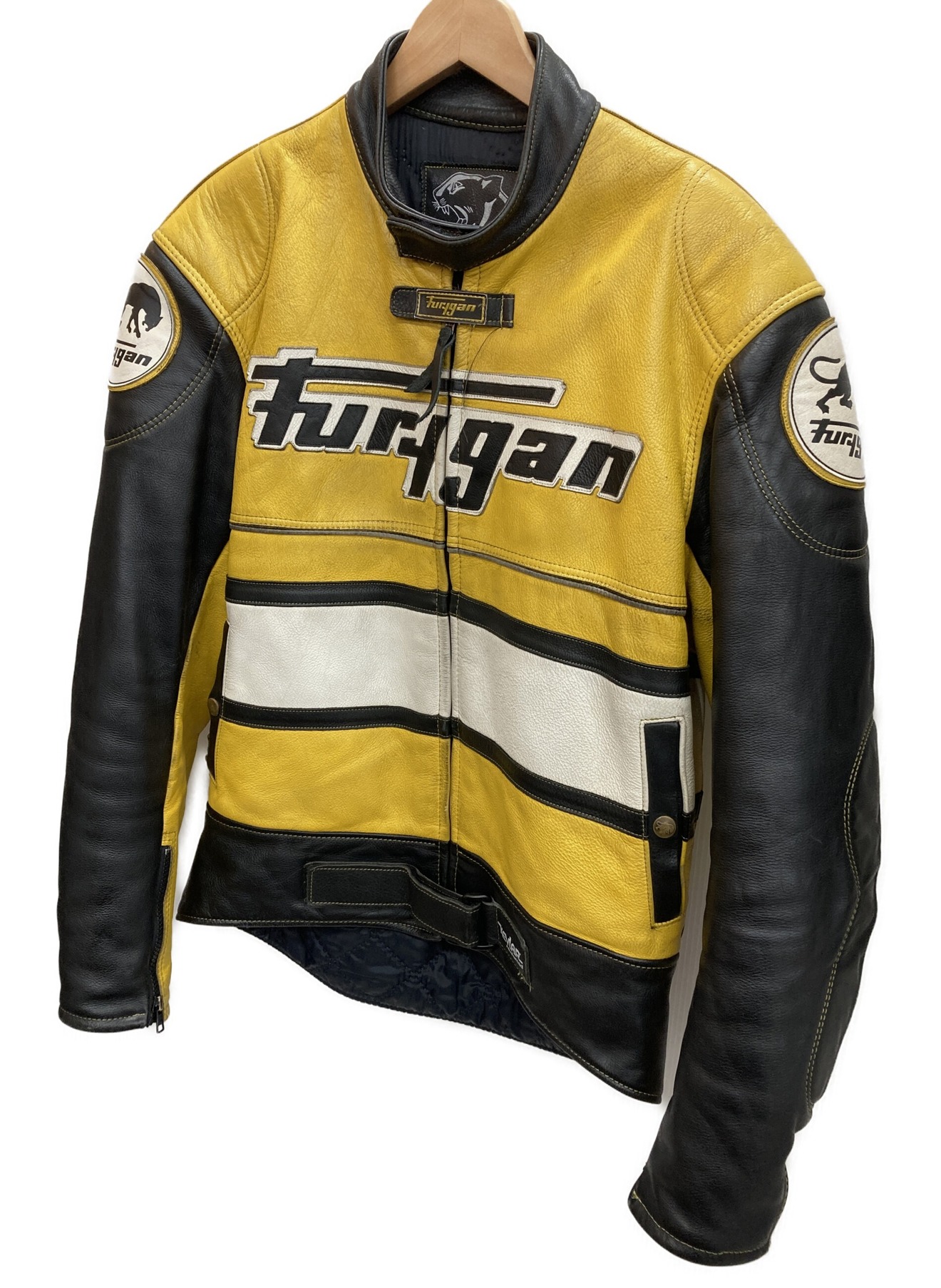FURYGAN (フュリガン) レザーライダースジャケット イエロー×ブラック サイズ:XL