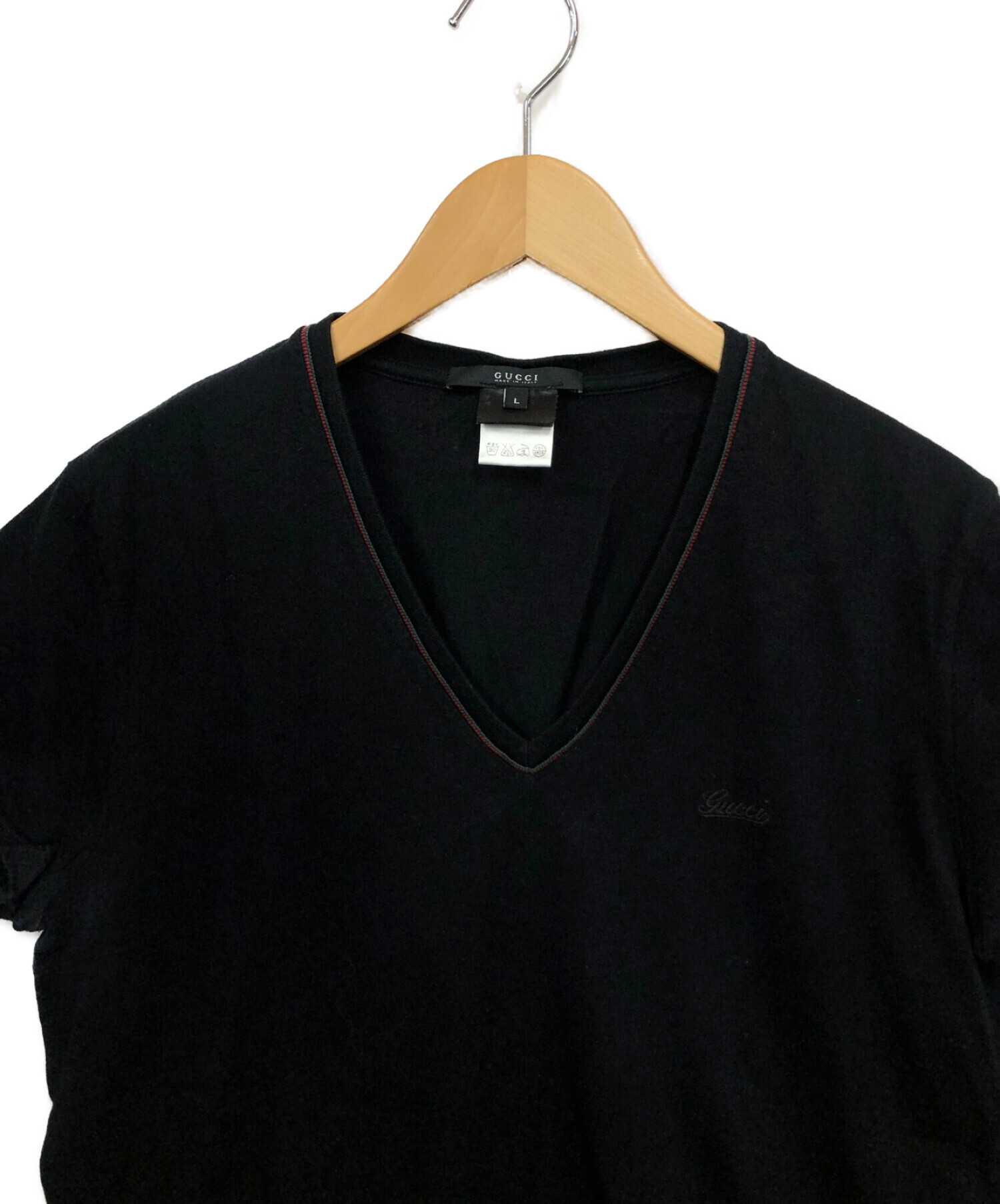 中古・古着通販】GUCCI (グッチ) VネックTシャツ ブラック サイズ:L