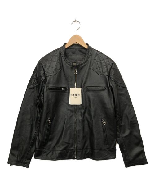 イタリアミラノ発✨新品✨UABONI PUレザー タグ付き刺繍ジャケット48サイズ ブラック