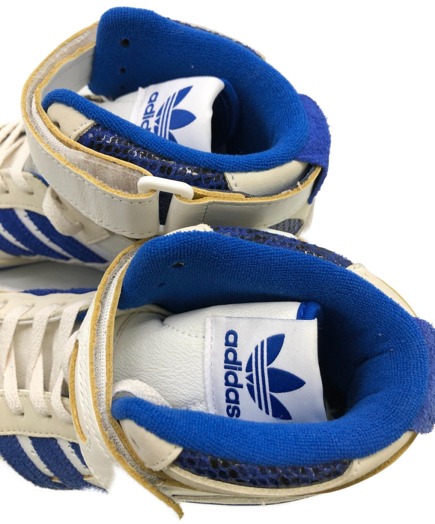 adidas (アディダス) ハイカットスニーカー ホワイト×ブルー サイズ:26.5