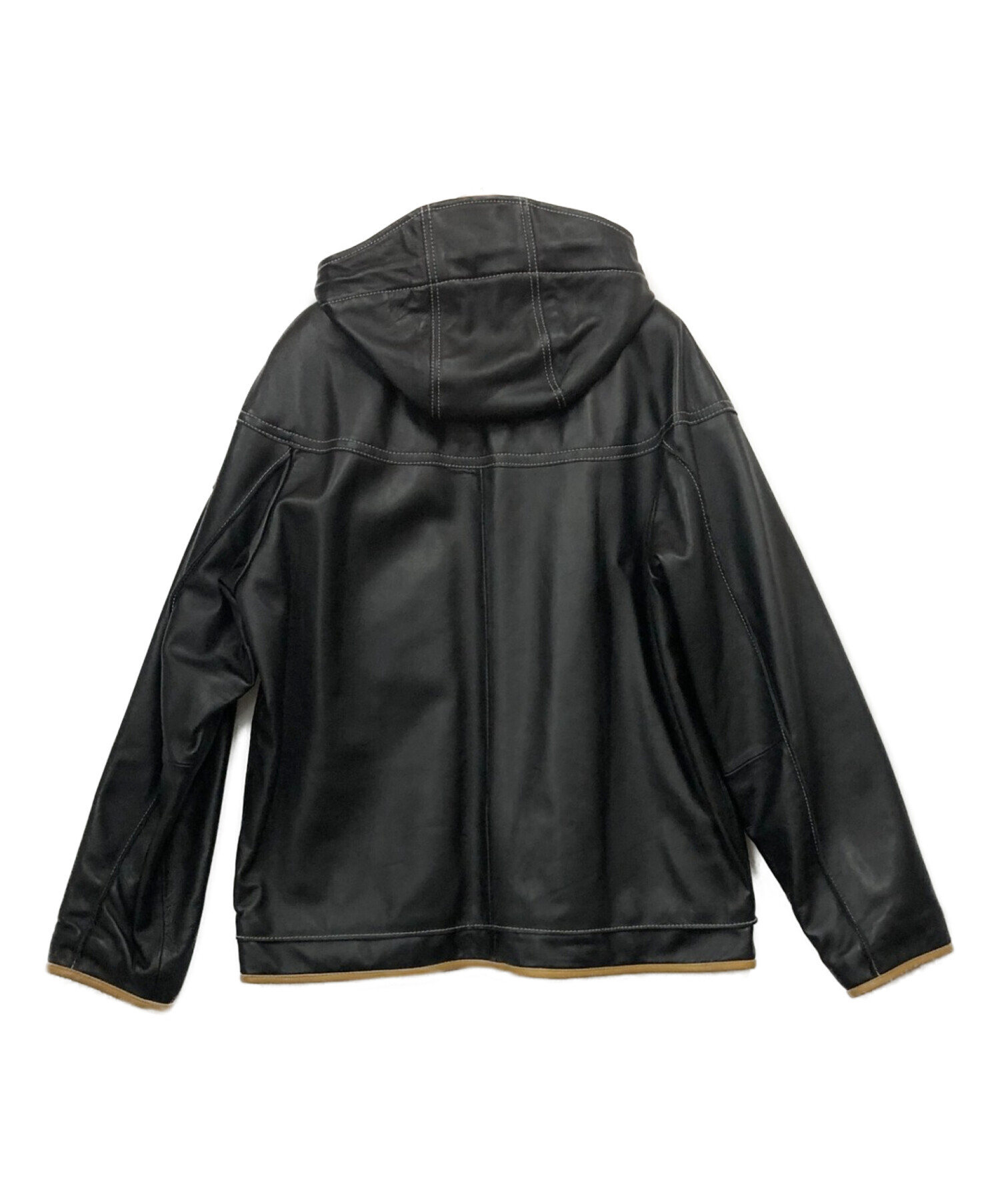 LUPO DI MARE SINA COVA (ルポ ディ マーレ シナコバ) レザーフーデッドジャケット ブラック サイズ:M