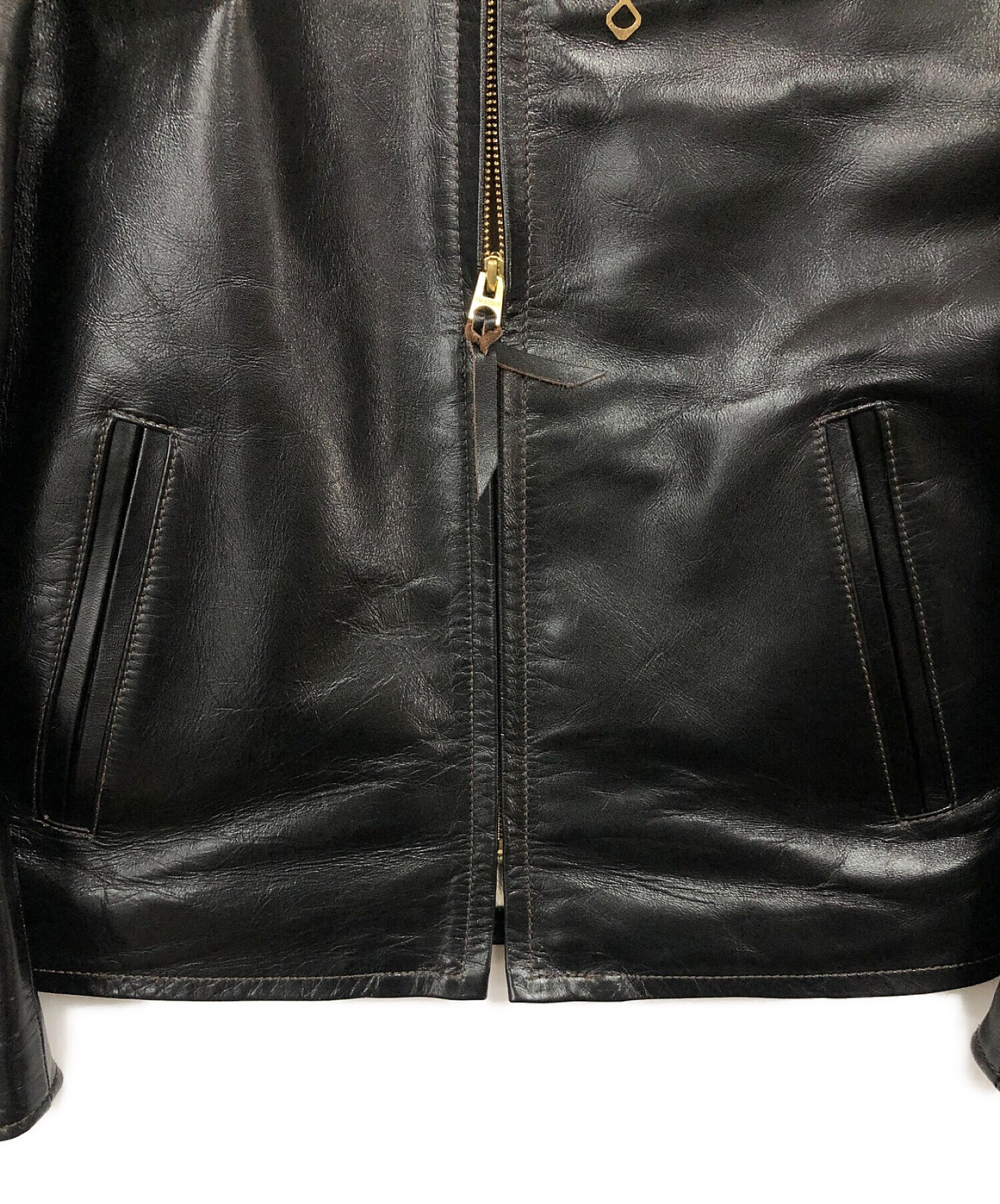 Y'2LEATHER (ワイツーレザー) シングルライダースジャケット ブラック サイズ:36