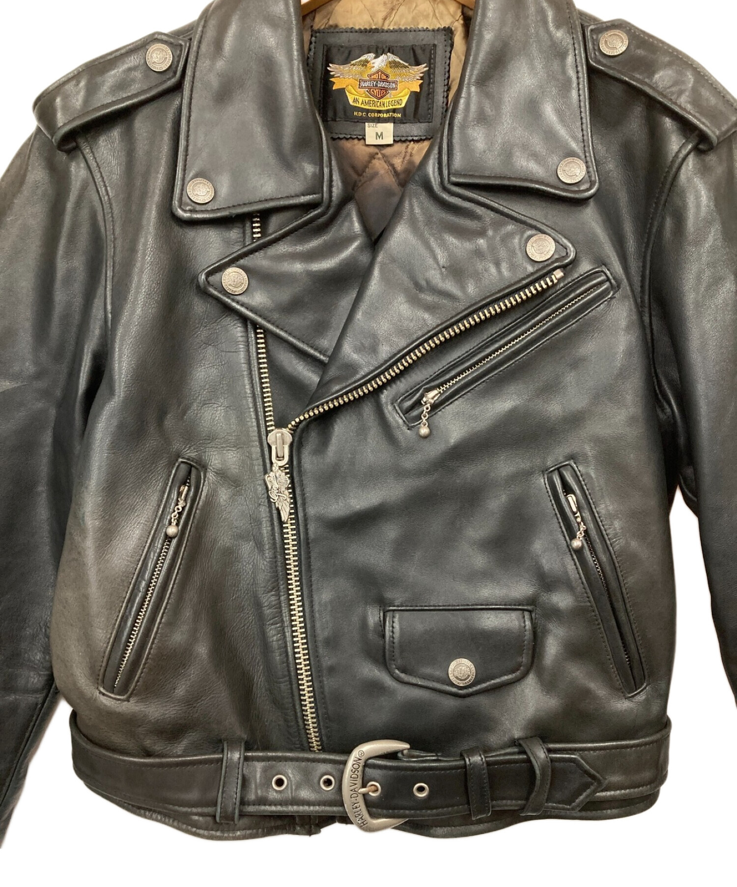 HARLEY-DAVIDSON (ハーレーダビッドソン) レザーライダースジャケット ブラック サイズ:M