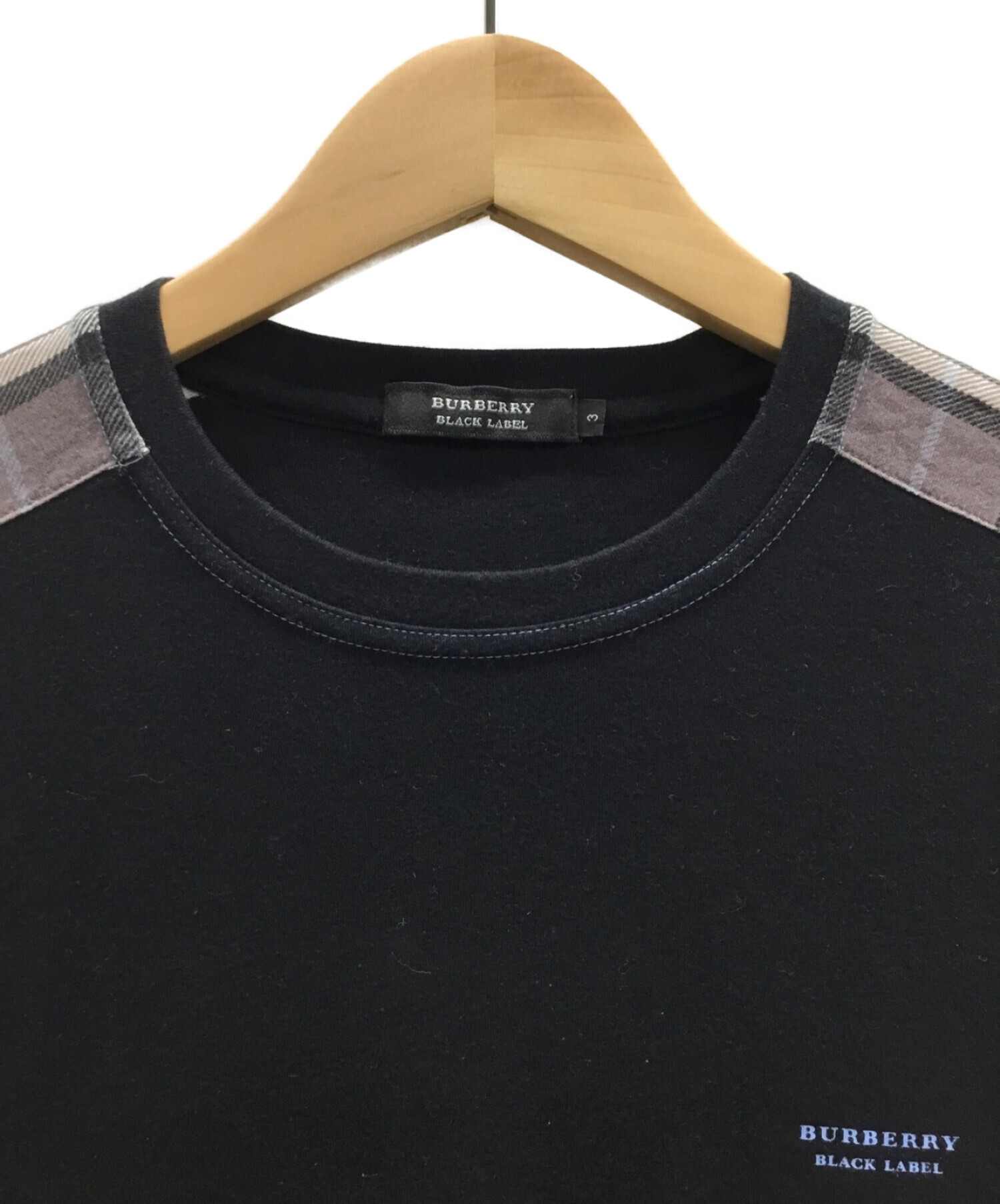 BURBERRY BLACK LABEL (バーバリーブラックレーベル) 長袖Tシャツ ブラック サイズ:3