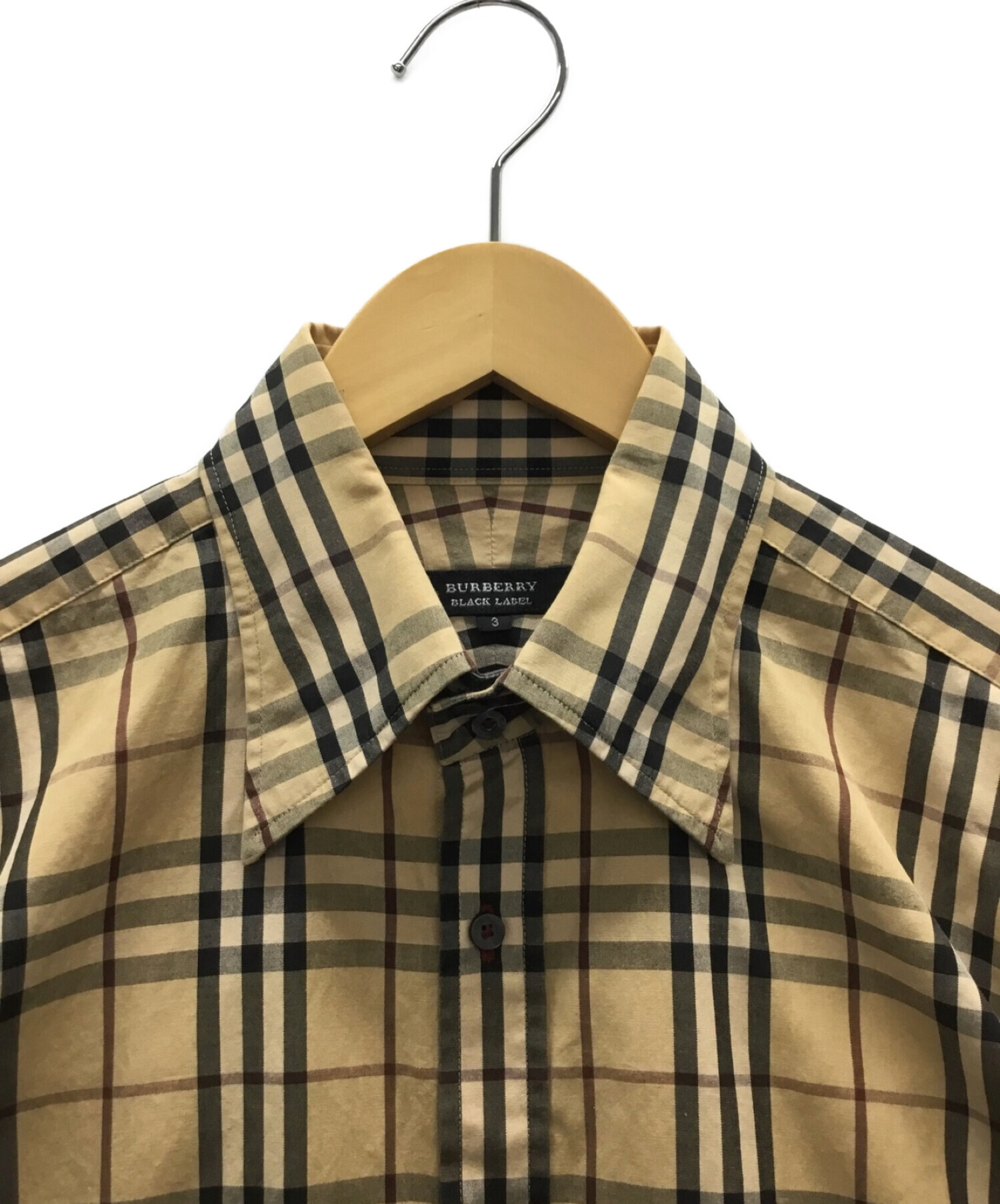 ブラックレーベル 高級半袖ブロックチェックシャツ M　19,800円 紺