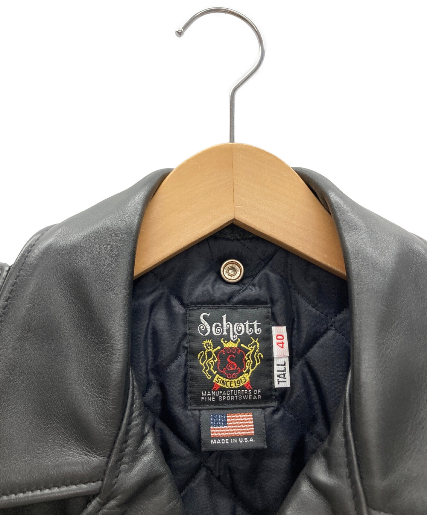 Schott (ショット) ライダースジャケット ブラック サイズ:40