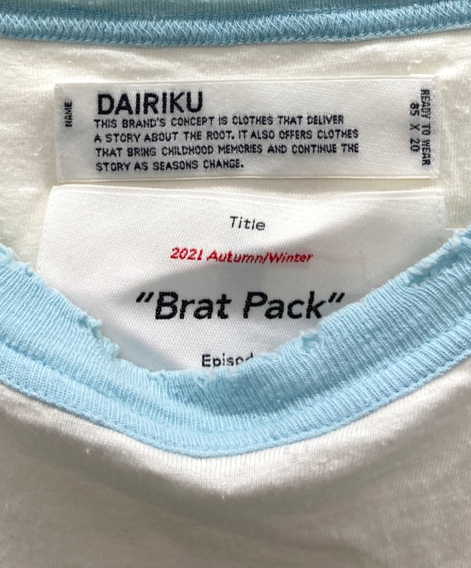 DAIRIKU (ダイリク) Tシャツ ホワイト×ブルー サイズ:M