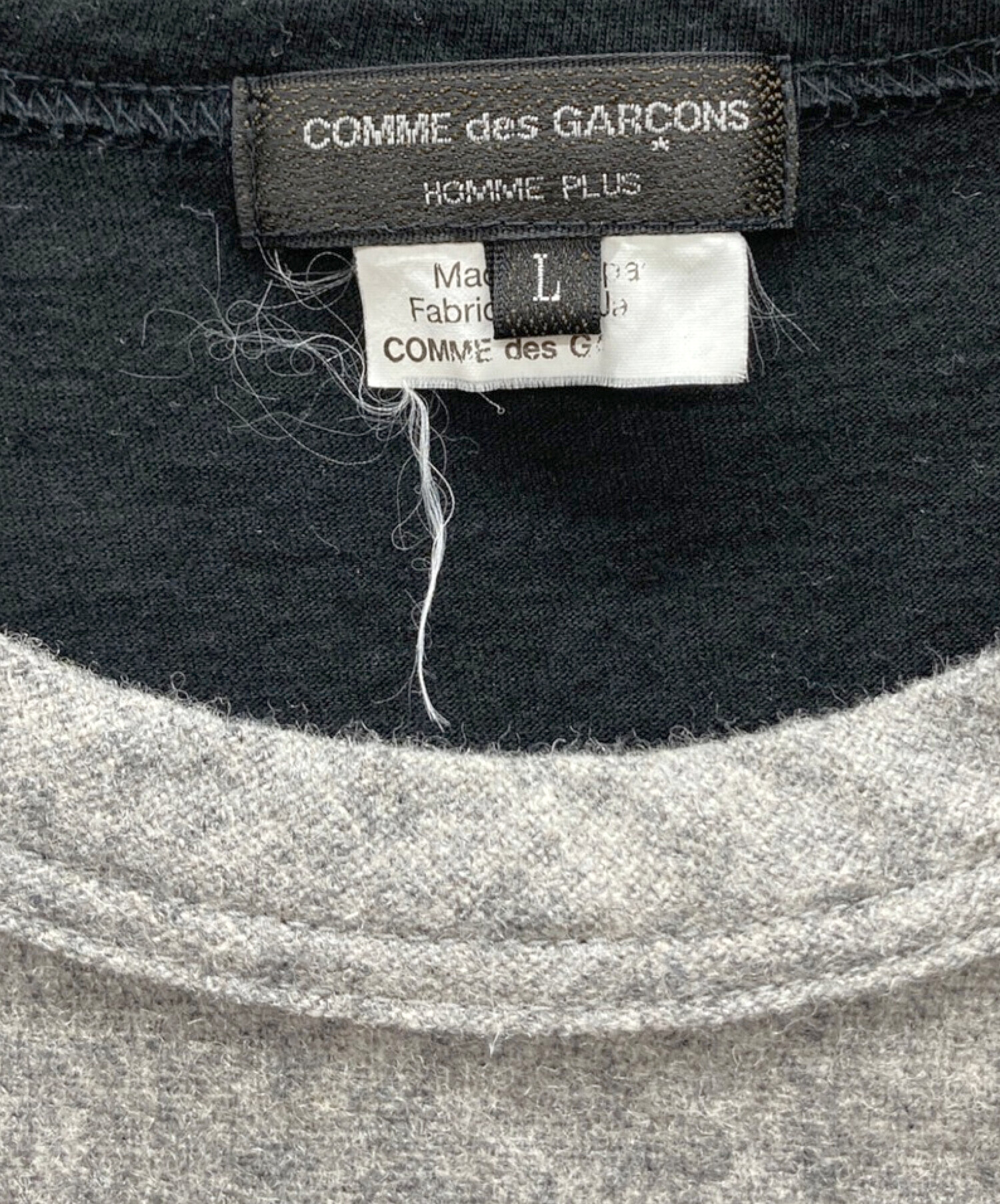 COMME des GARCONS HOMME PLUS (コムデギャルソンオムプリュス) 切替デザインTシャツ ブラック×グレー サイズ:L