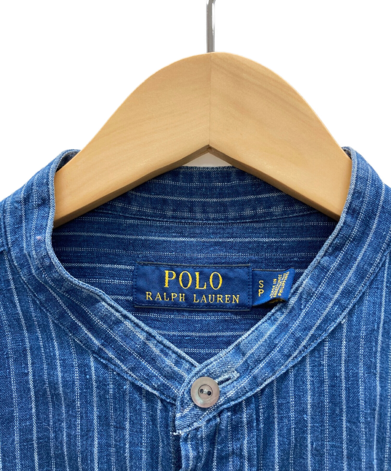 POLO RALPH LAUREN (ポロ・ラルフローレン) バンドカラーシャツ ブルー サイズ:S