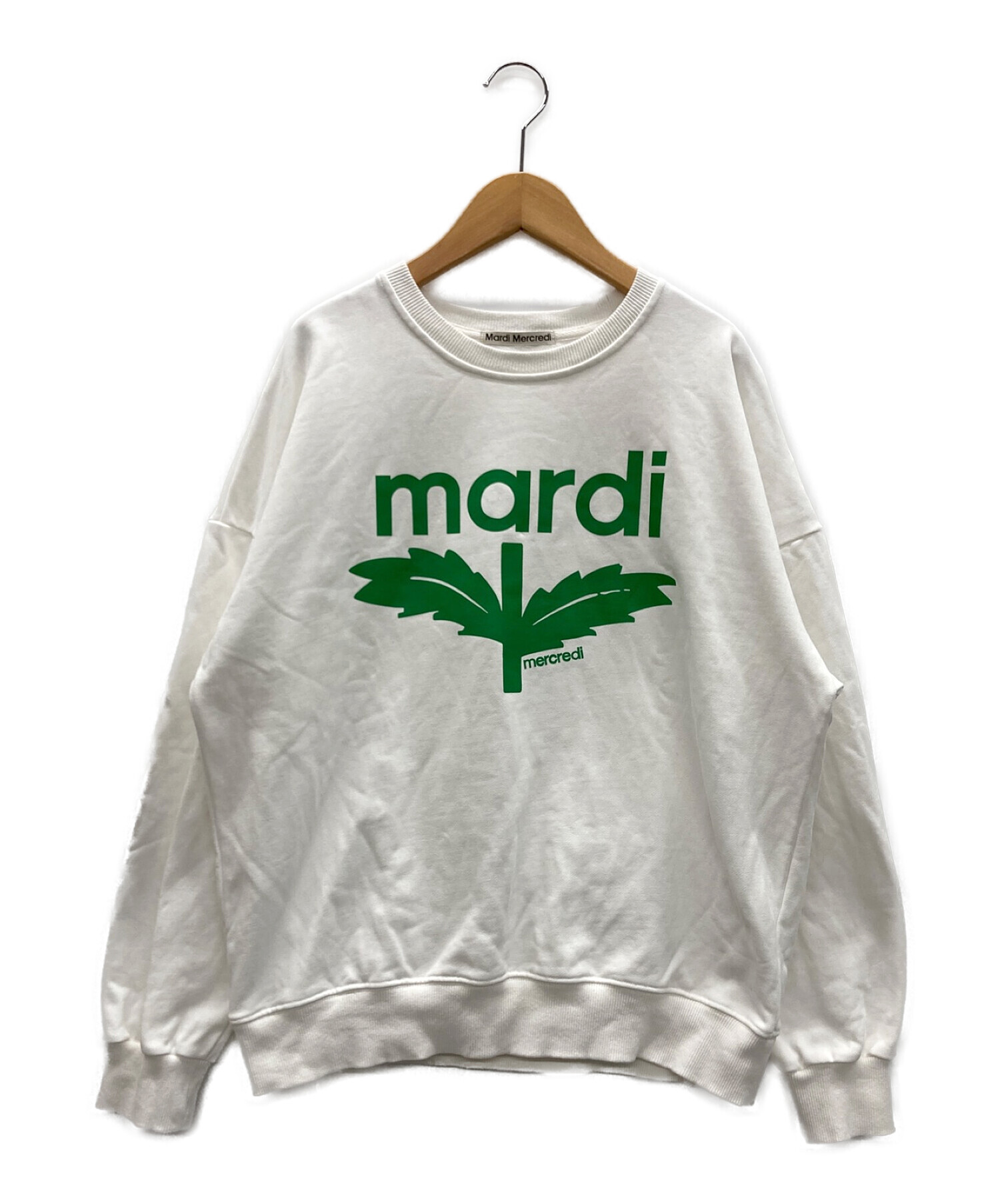 Mardi Mercredi (マルディメクルディ) スウェット ホワイト×グリーン サイズ:記載なし