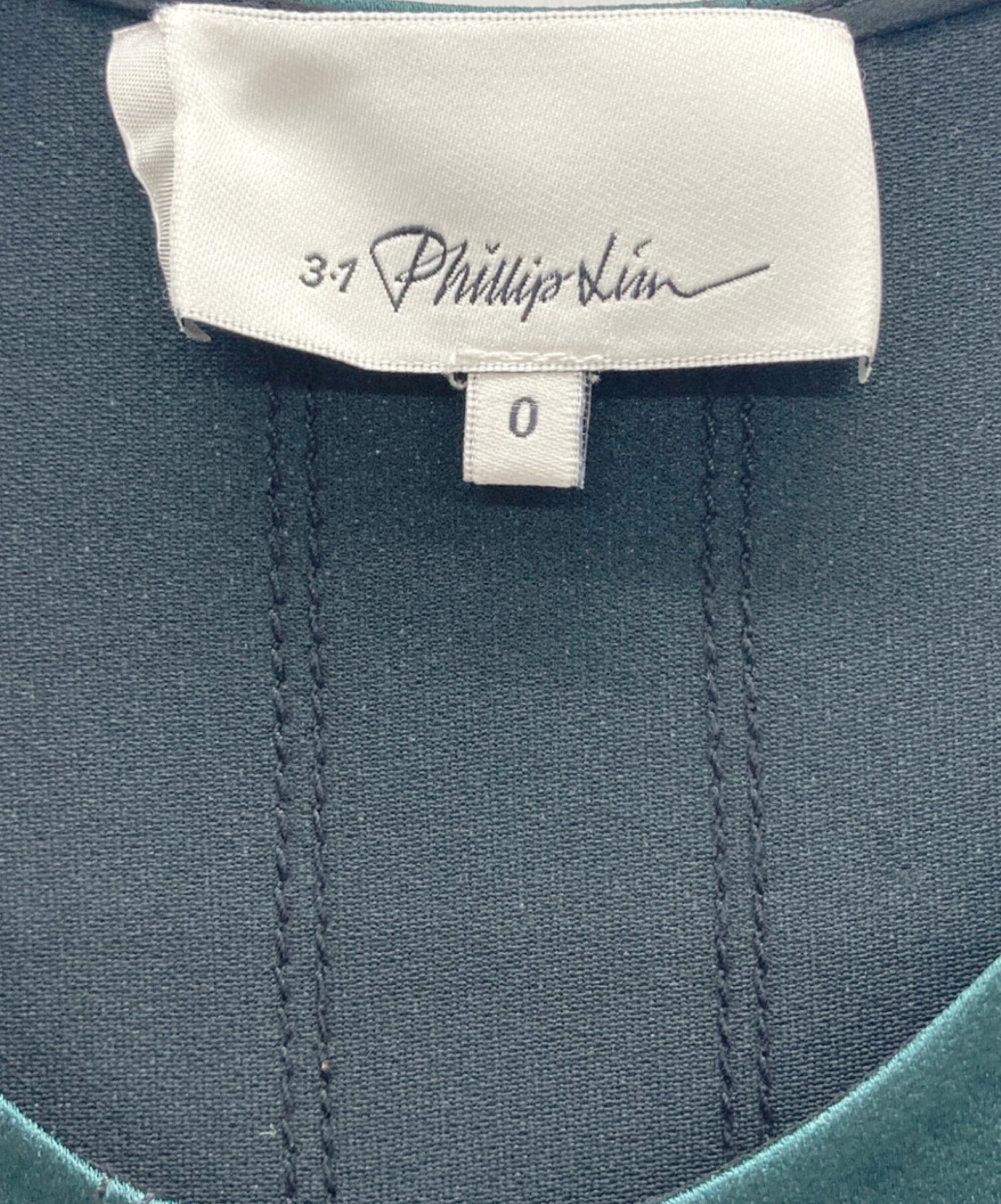 3.1 phillip lim (スリーワンフィリップリム) ノースリーブワンピース ブラック×グリーン