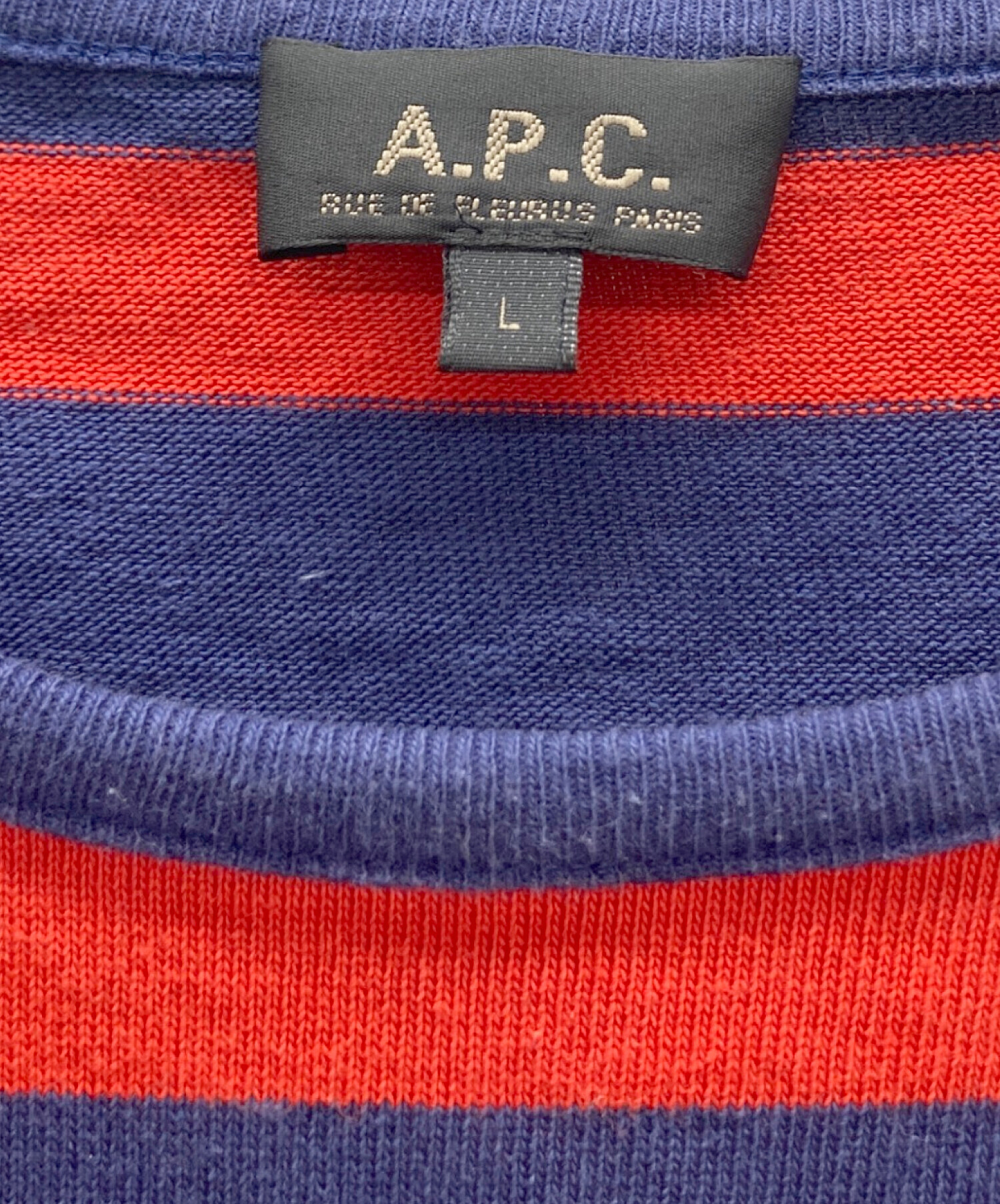 中古・古着通販】A.P.C. (アーペーセー) ボーダーTシャツ ネイビー×オレンジ サイズ:L｜ブランド・古着通販 トレファク公式【TREFAC  FASHION】スマホサイト