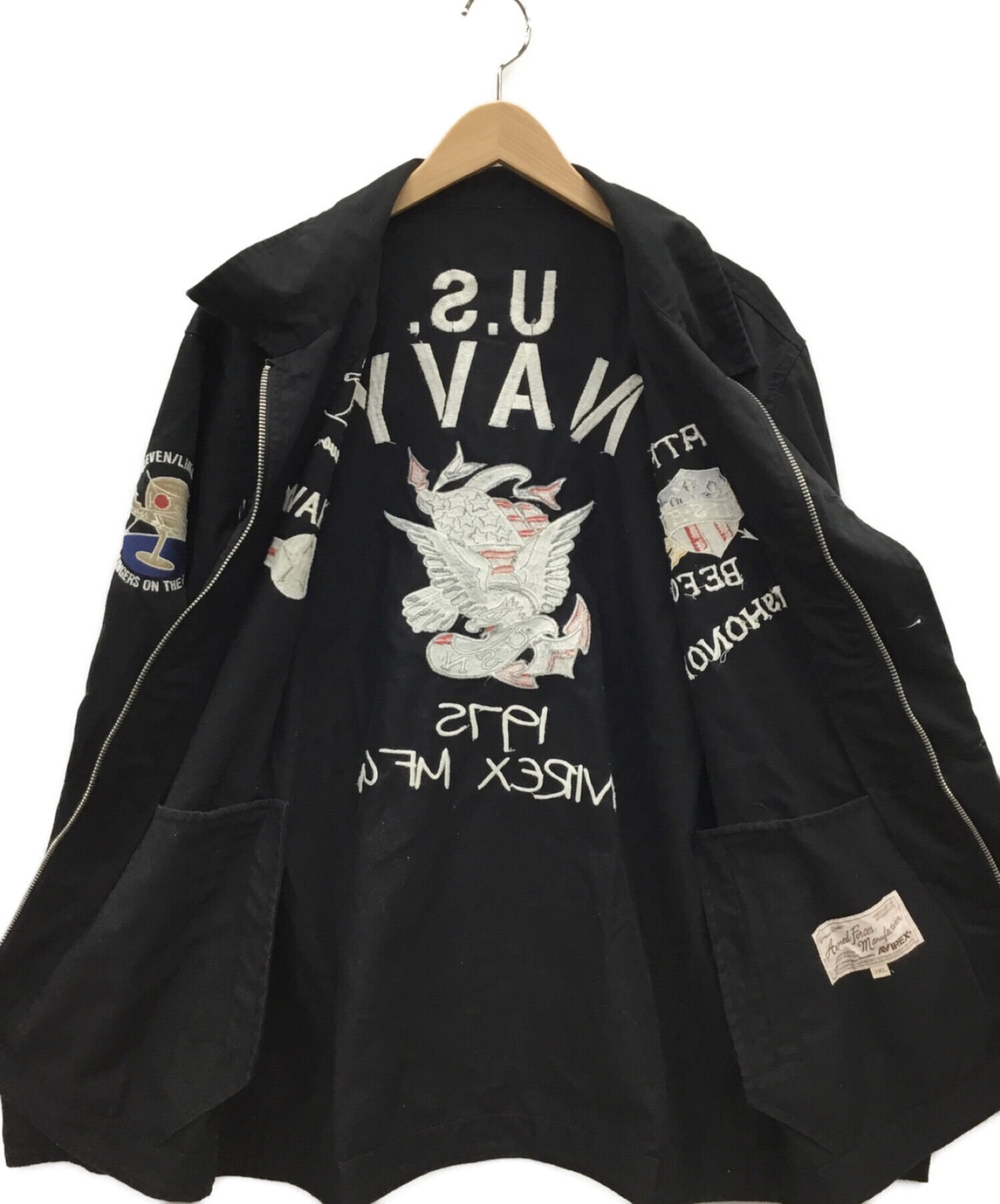 AVIREX (アヴィレックス) U.S.NAVY N-4 EMBROIDERY JACKET ブラック サイズ:2XL