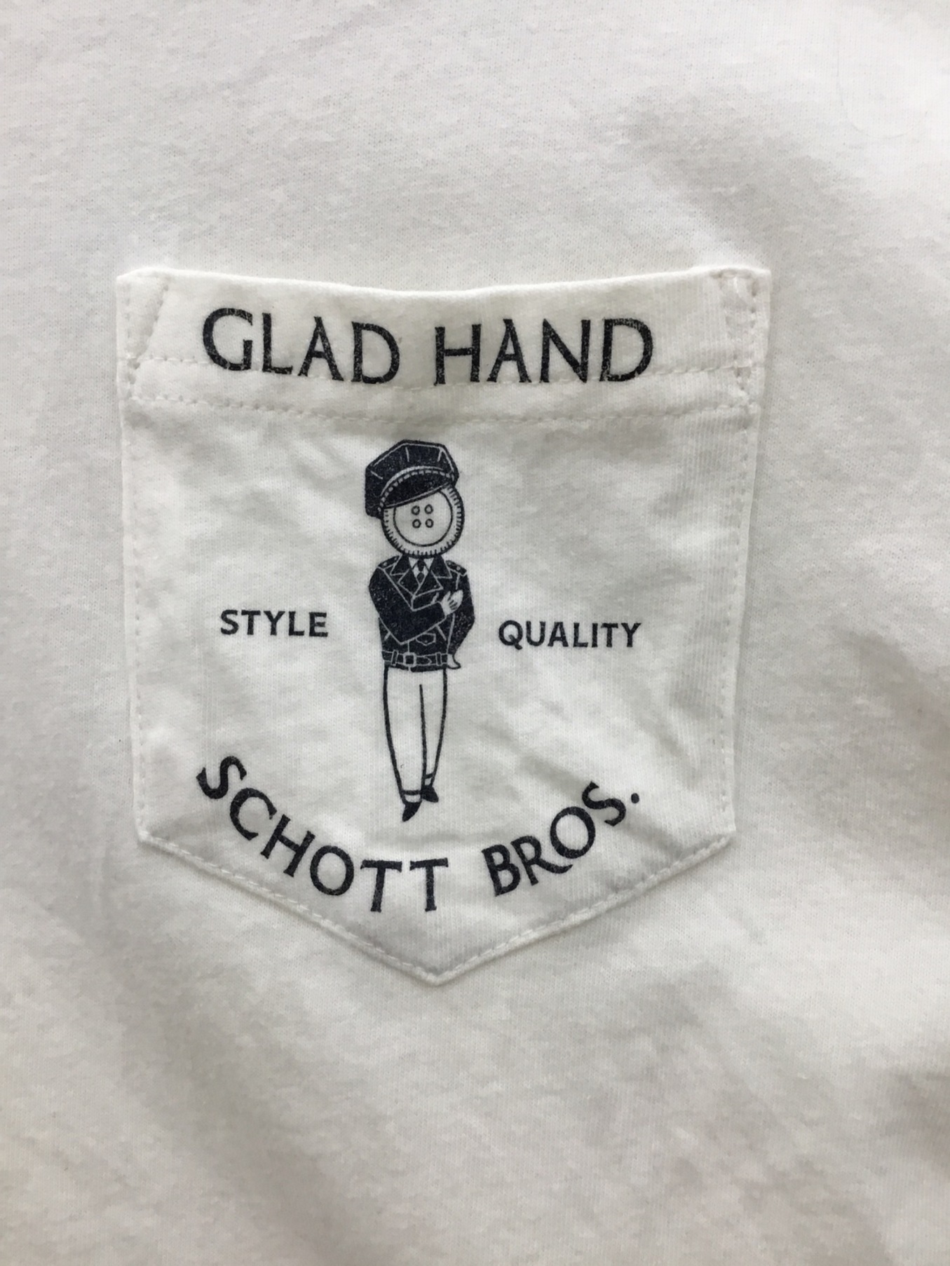 GLAD HAND × schott (グラッドハンド x ショット) スタンダードポケットTシャツ ホワイト サイズ:L