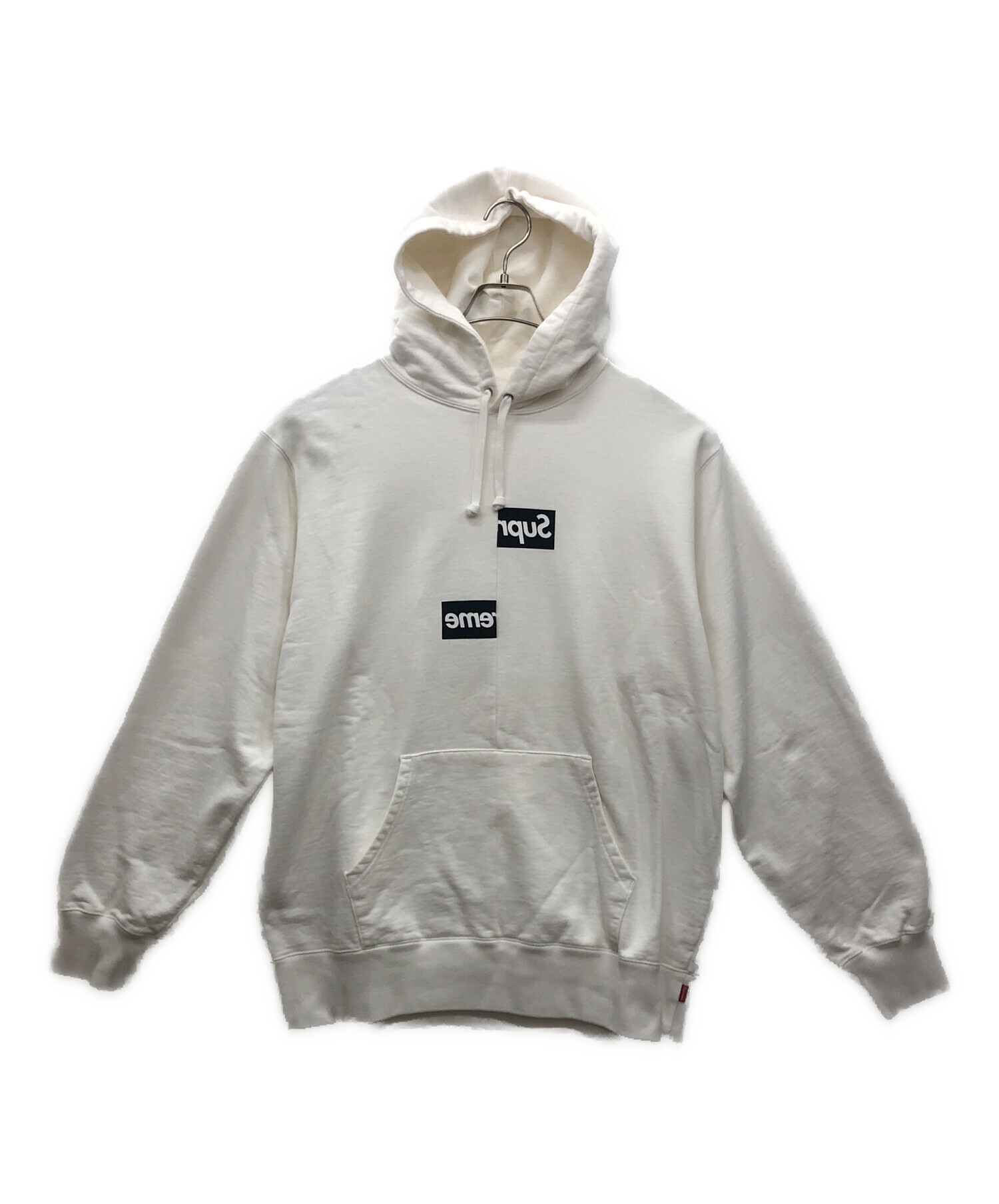 SUPREME (シュプリーム) COMME des GARCONS SHIRT (コムデギャルソンシャツ) SHIRT Split Box Logo  Hooded Sweatshirt ホワイト サイズ:XL