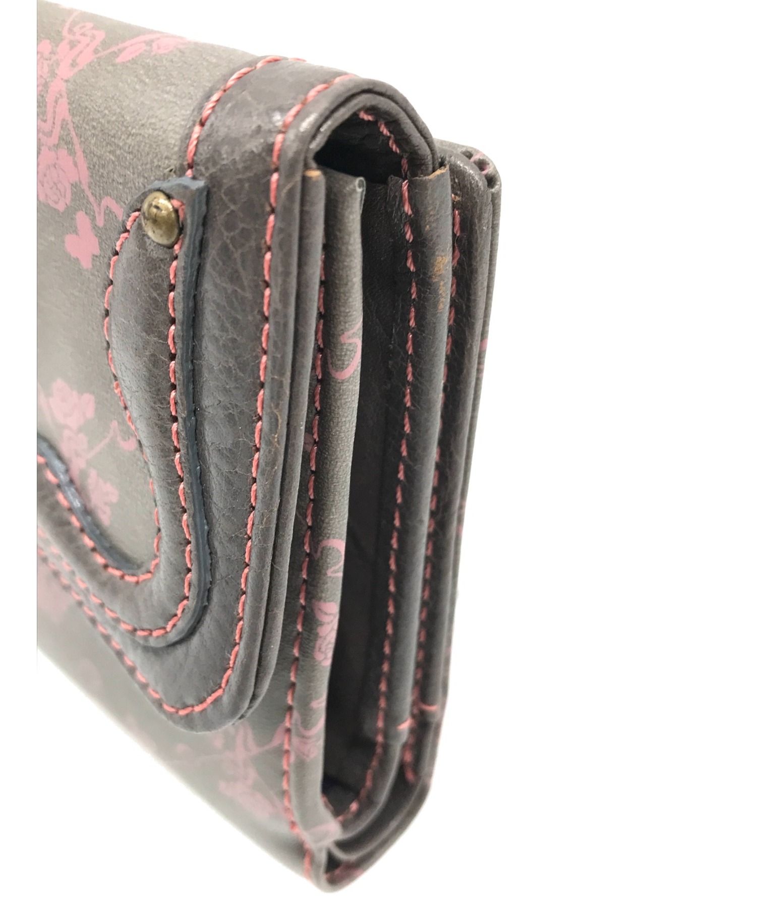 ANNA SUI (アナスイ) スイノワール グレー×ピンク サイズ:実寸サイズをご確認下さい。 3つ折り財布