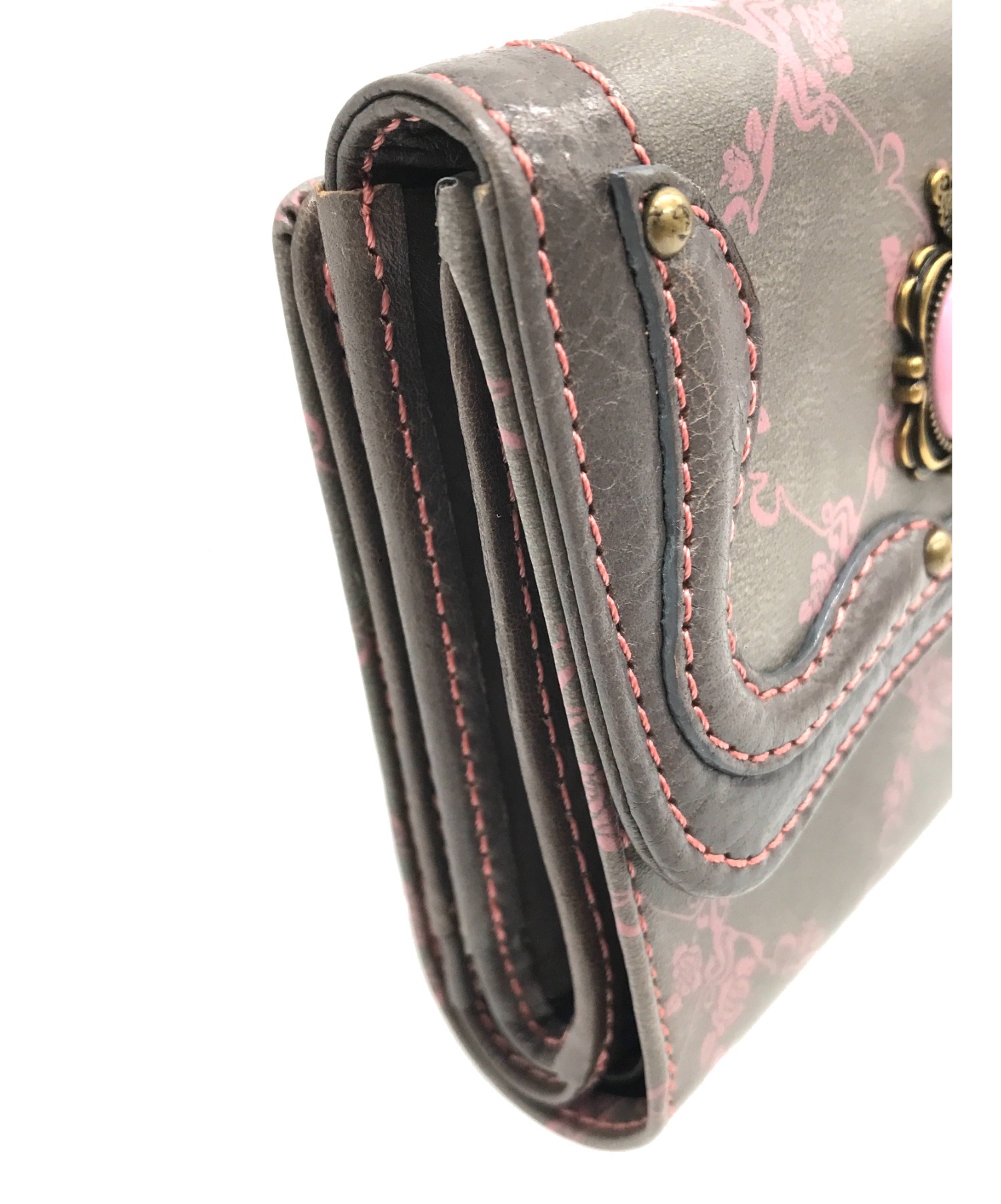 ANNA SUI (アナスイ) スイノワール グレー×ピンク サイズ:実寸サイズをご確認下さい。 3つ折り財布