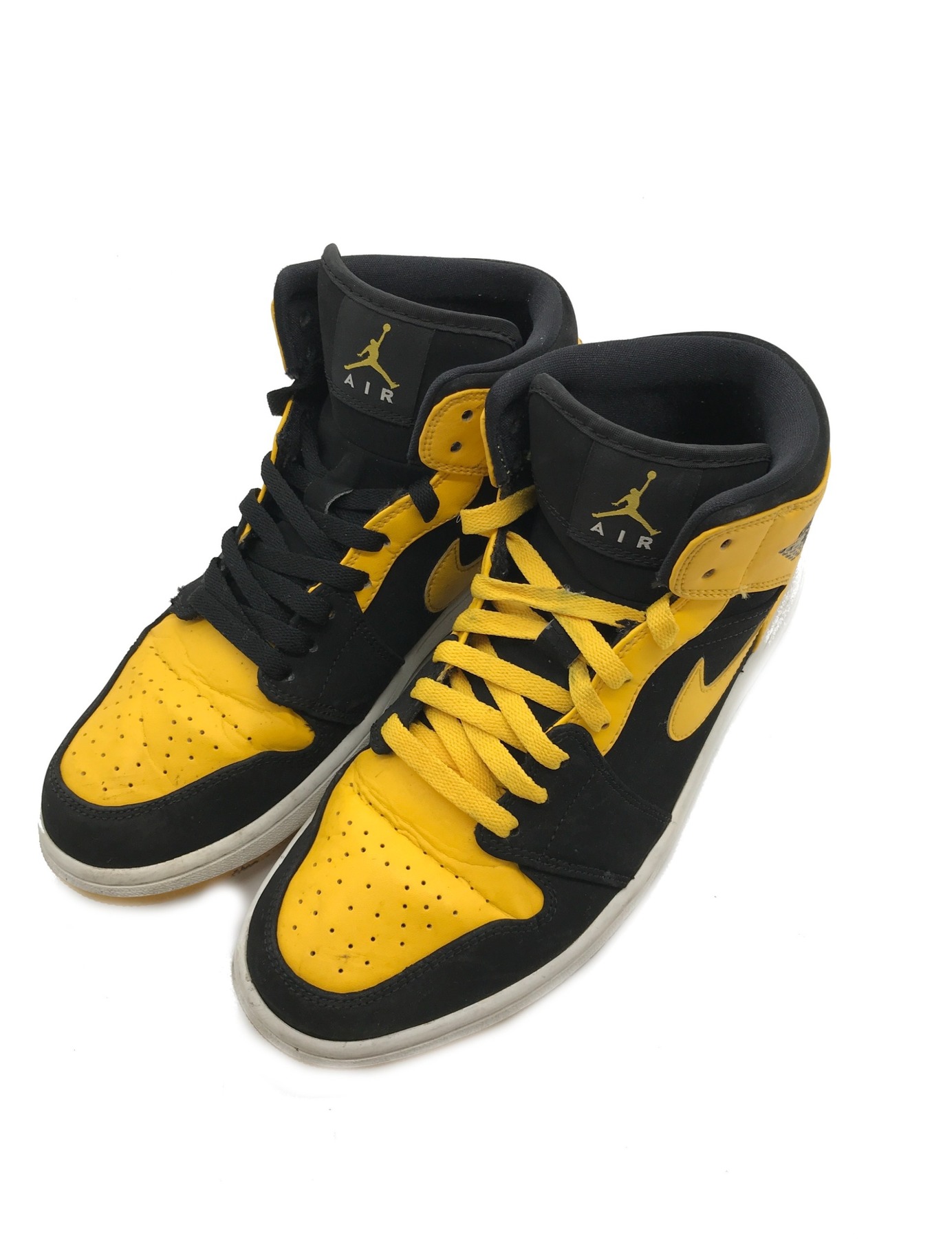 NIKE (ナイキ) AIR JORDAN 1 MID（エアジョーダンミッド）　スニーカー ブラック×イエロー サイズ:US9.5