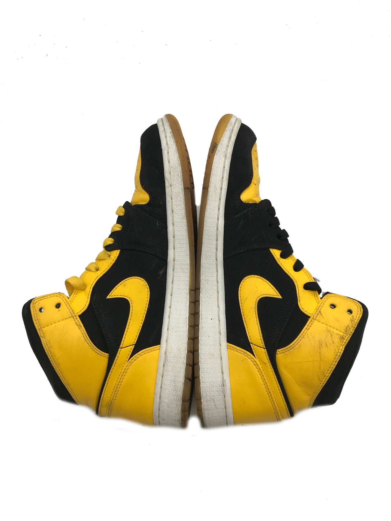 NIKE (ナイキ) AIR JORDAN 1 MID（エアジョーダンミッド）　スニーカー ブラック×イエロー サイズ:US9.5