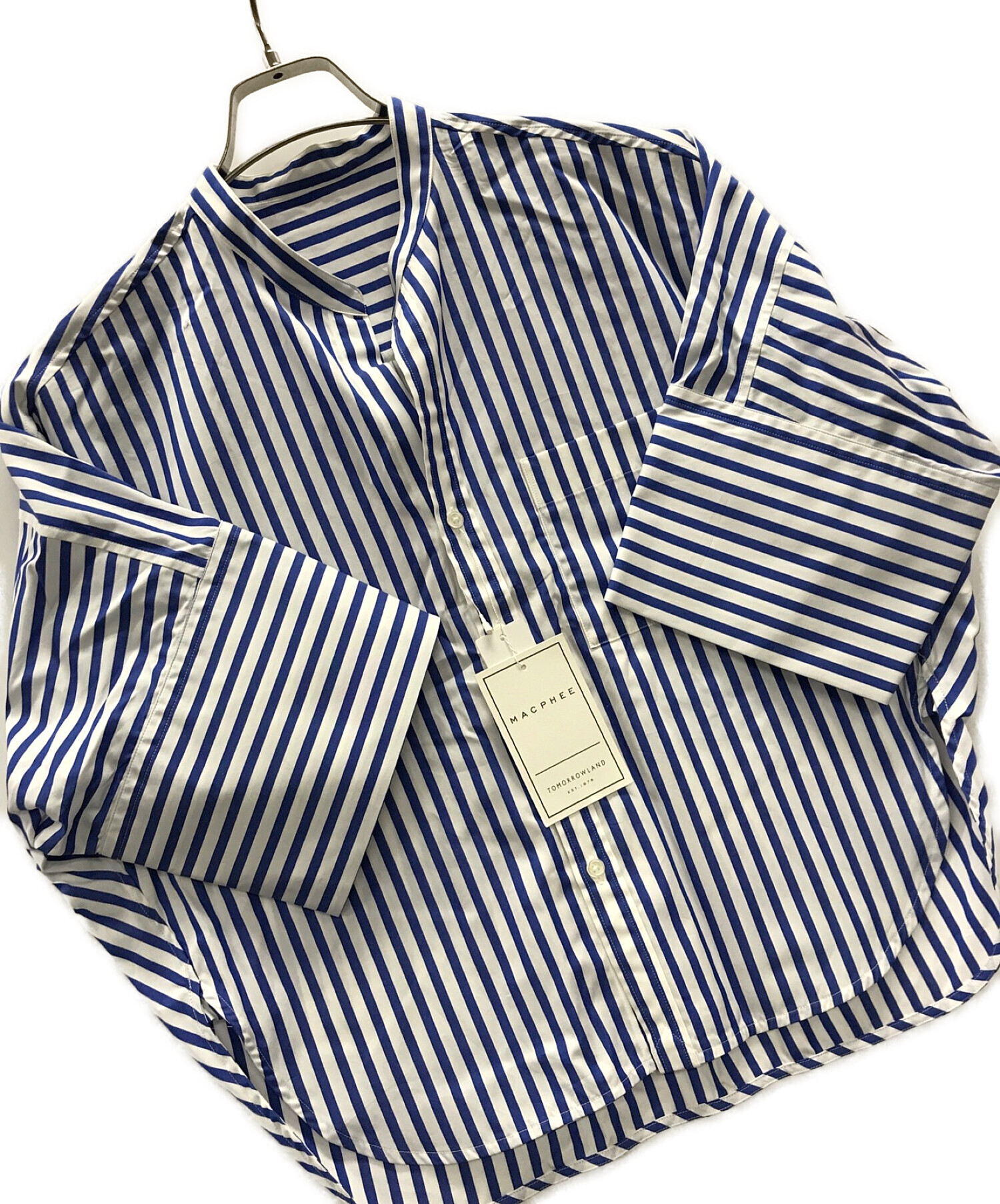 MACPHEE (マカフィー) シャツ ブルー×ホワイト サイズ:36 未使用品