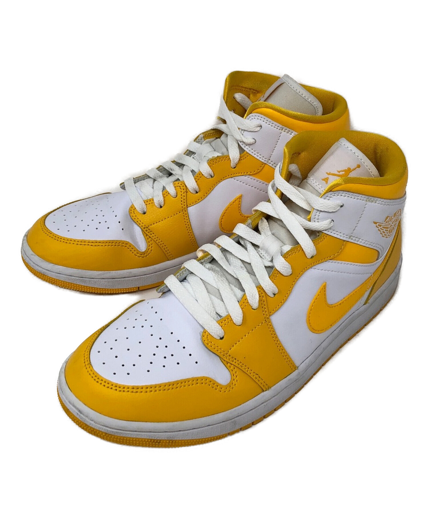 NIKE (ナイキ) ハイカットスニーカー Nike WMNS Air Jordan 1 Mid（ナイキ ウィメンズ エア ジョーダン 1 ミッド）  イエロー×ホワイト サイズ:29