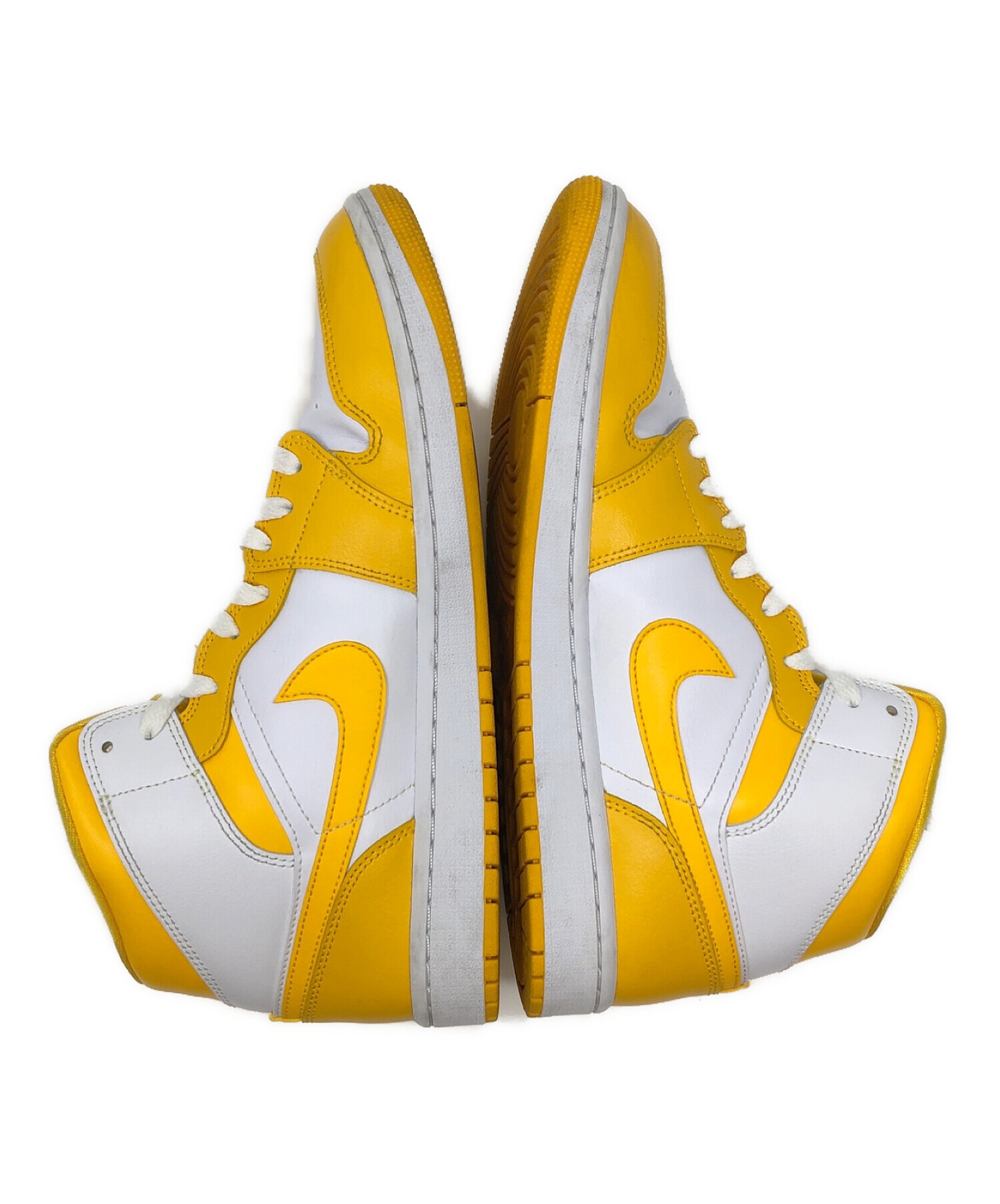 NIKE (ナイキ) ハイカットスニーカー Nike WMNS Air Jordan 1 Mid（ナイキ ウィメンズ エア ジョーダン 1 ミッド）  イエロー×ホワイト サイズ:29