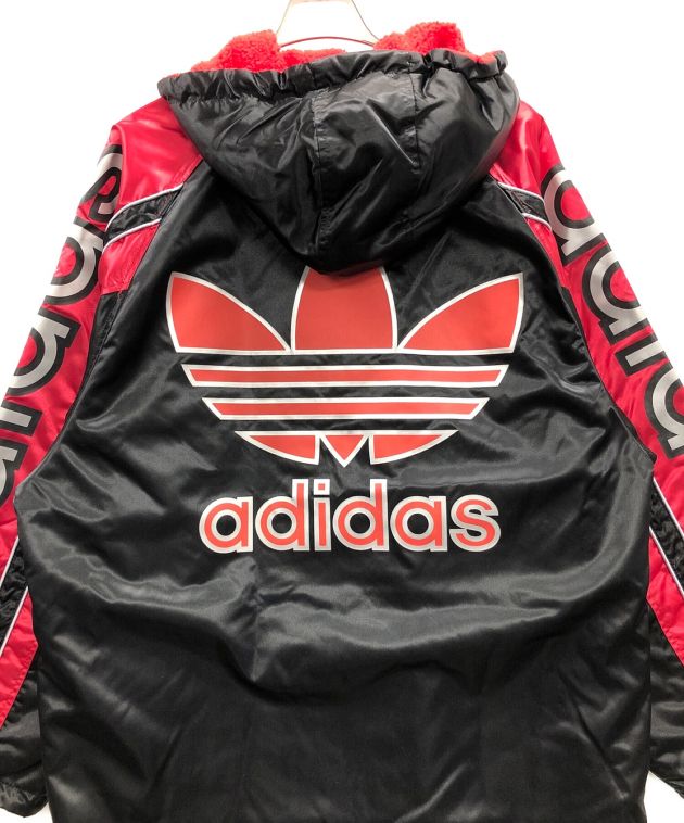 中古・古着通販】adidas (アディダス) ベンチコート ブラック×レッド