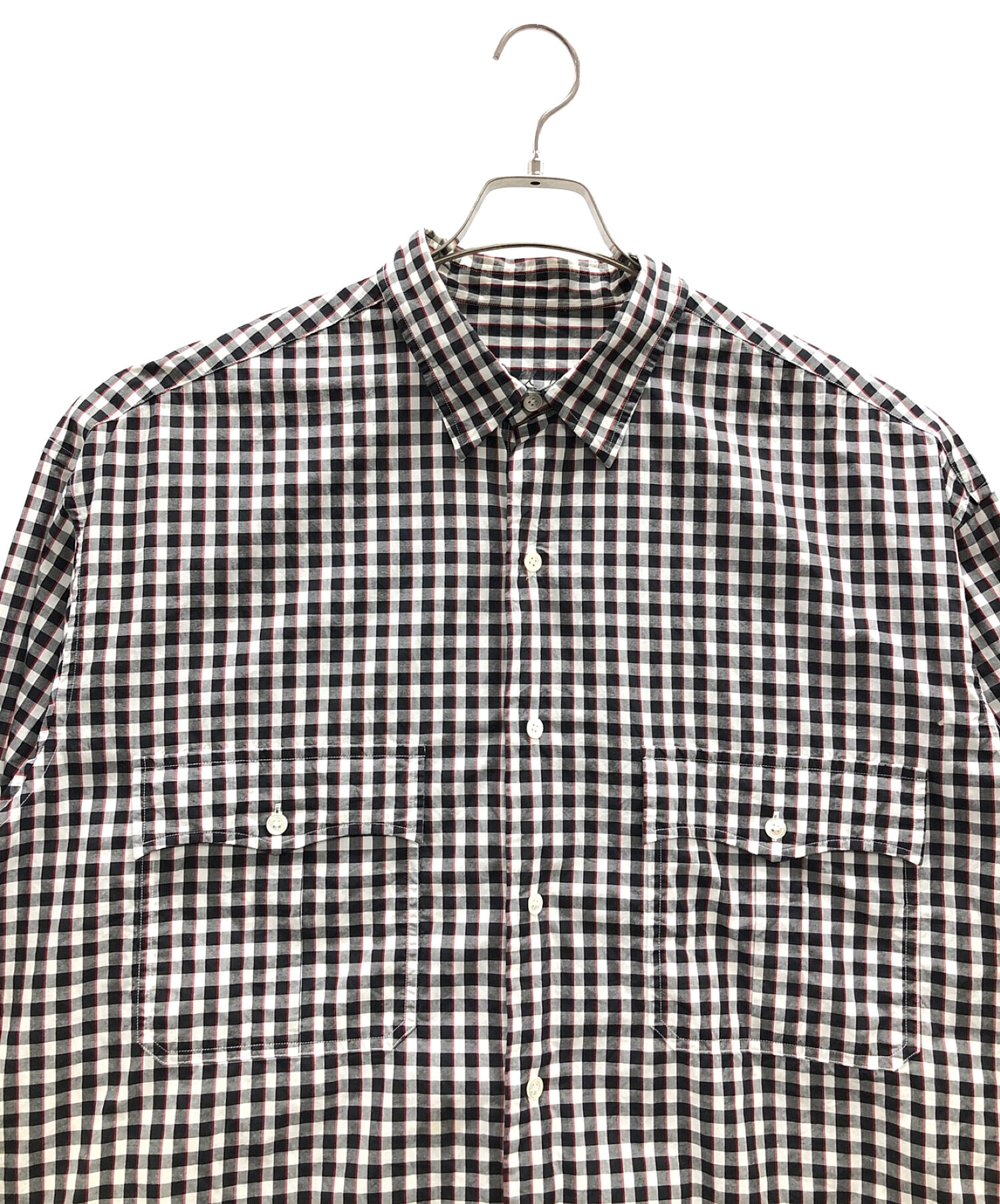 Porter Classic (ポータークラシック) ロールアップシャツ ホワイト×ブラック サイズ:XL