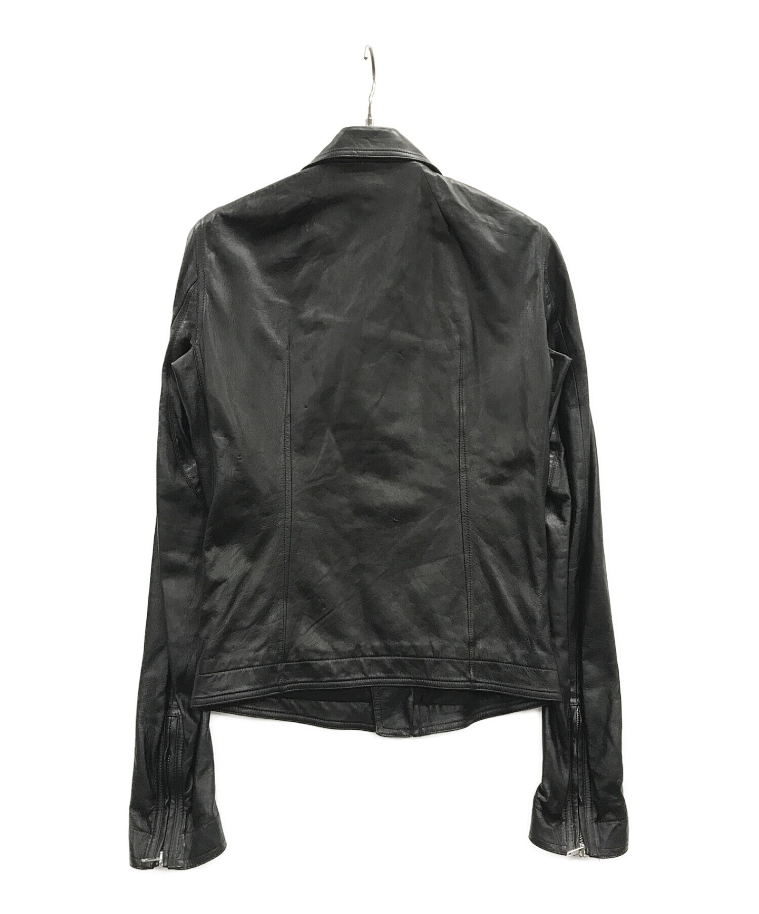 RICK OWENS (リック オウエンス) ライダースジャケット ブラック サイズ:48