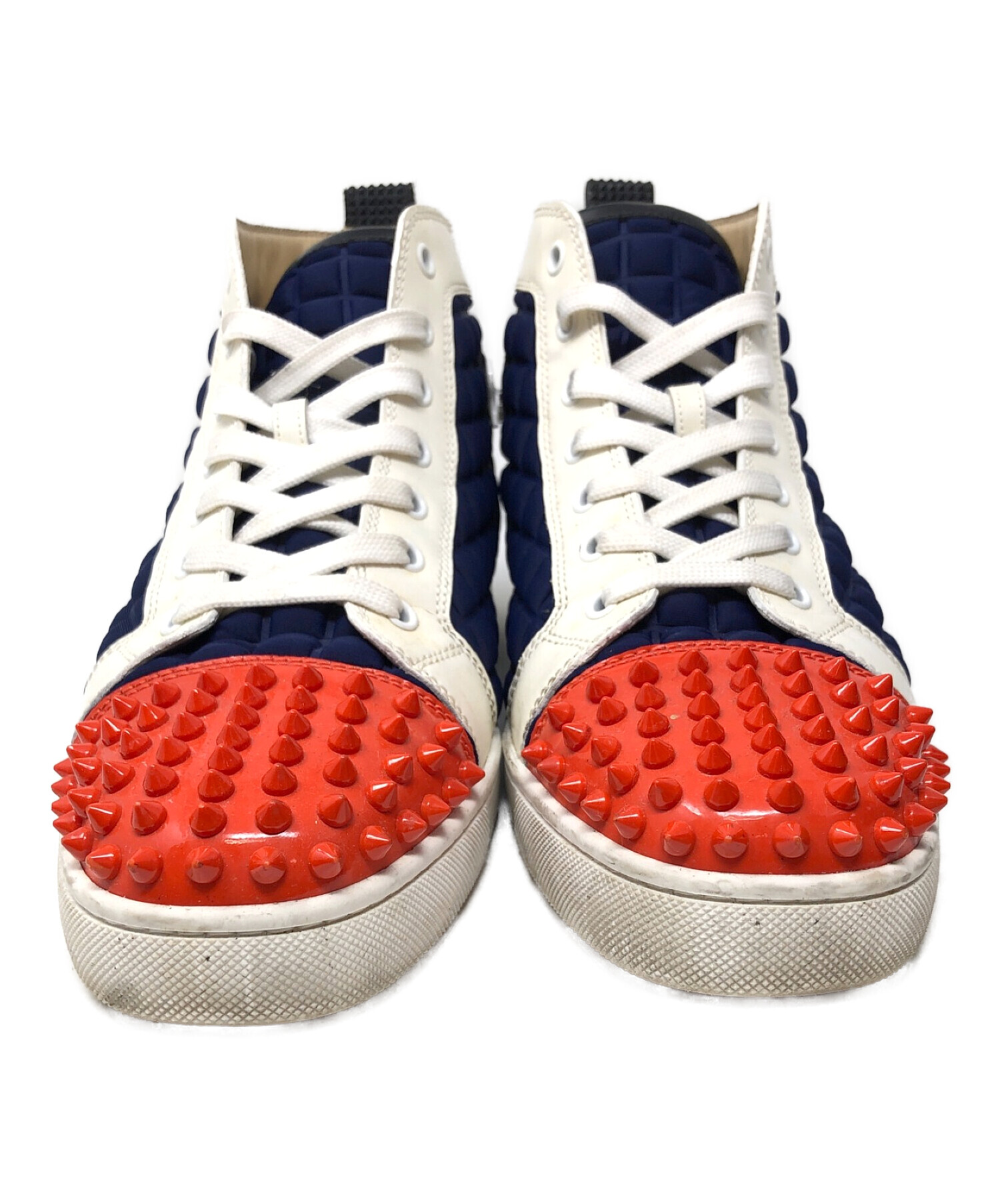 中古・古着通販】Christian Louboutin (クリスチャン・ルブタン) ハイカットスニーカー lou spikes flat pat  ネイビー×オレンジ サイズ:42｜ブランド・古着通販 トレファク公式【TREFAC FASHION】スマホサイト