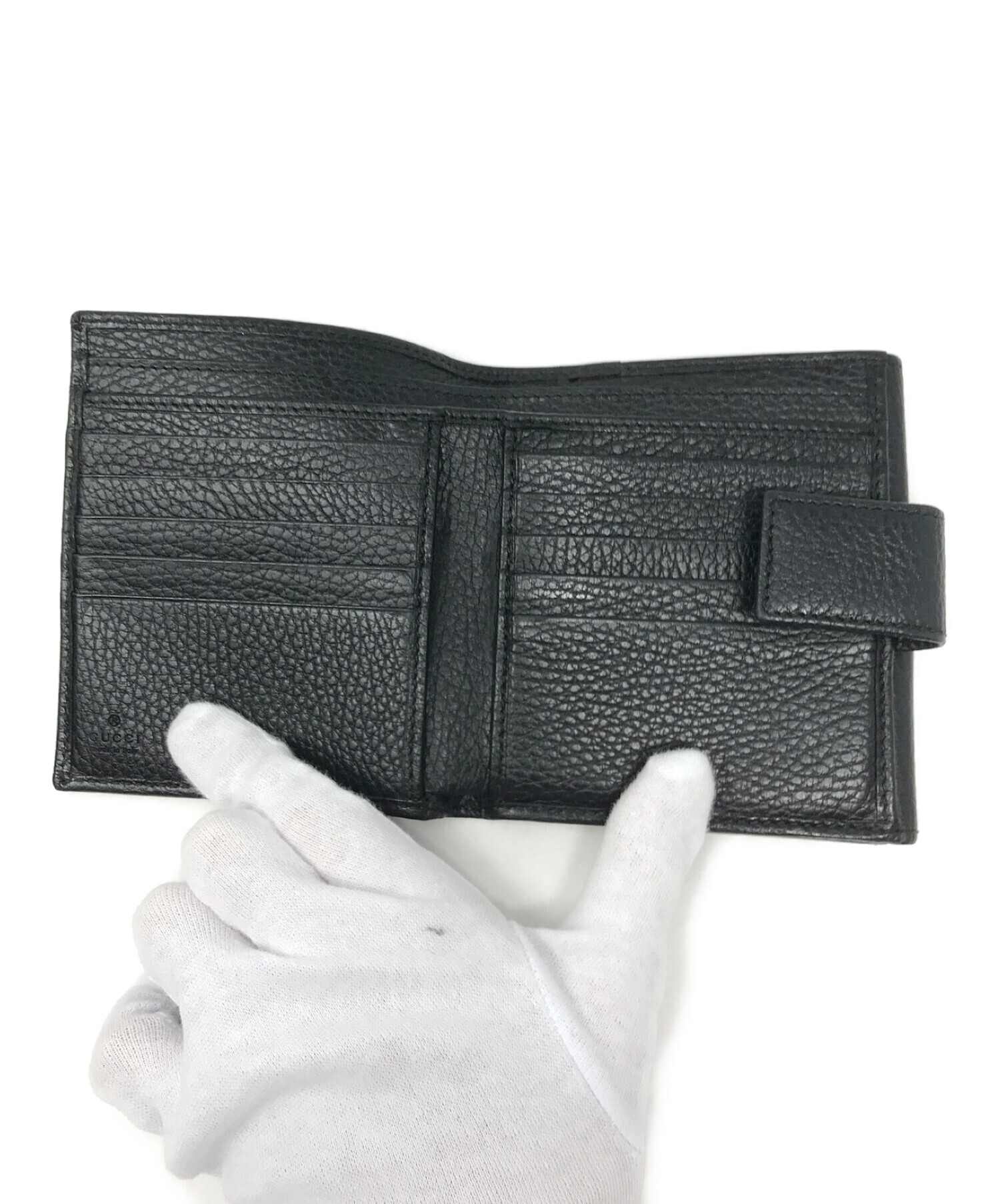 GUCCI (グッチ) 2つ折り財布 ＧＧマーモント レザー ブラック サイズ:実寸サイズにてご確認ください。