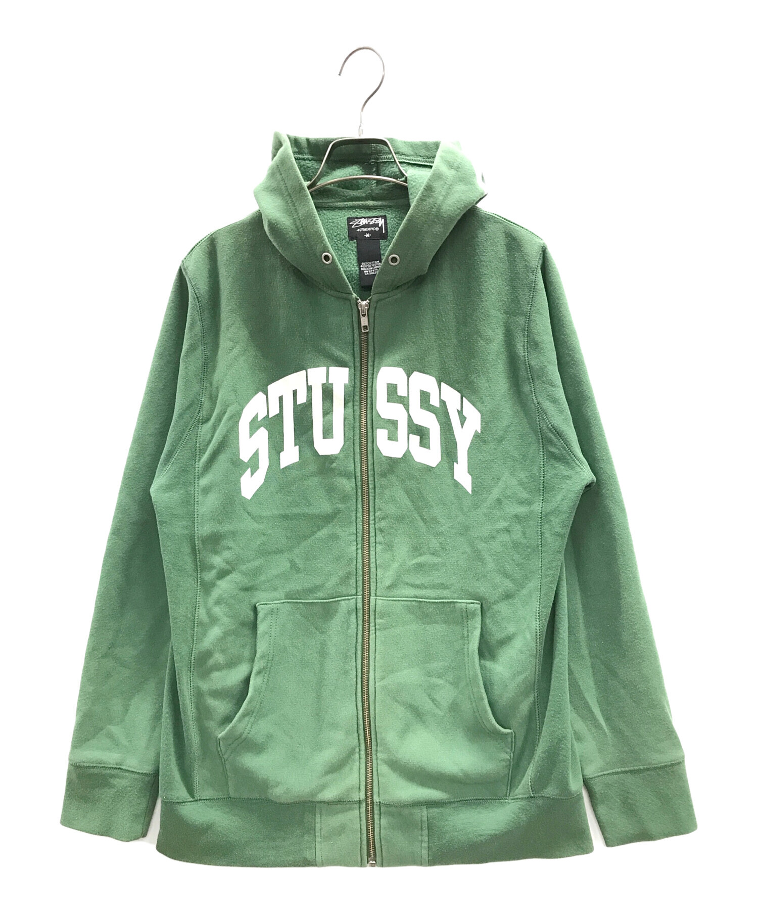 stussy (ステューシー) パーカー アーチロゴフルジップパーカー グリーン サイズ:M