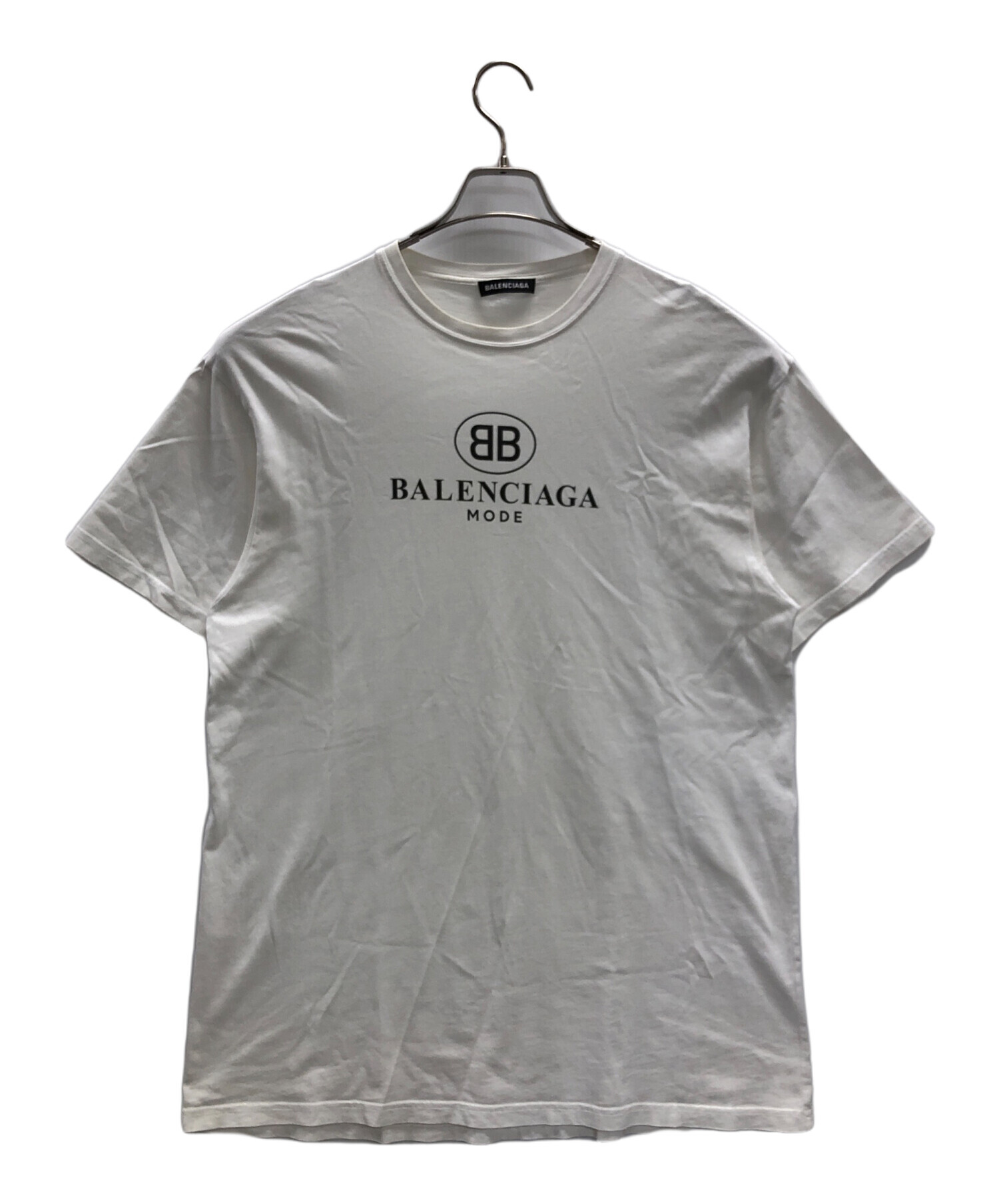 BALENCIAGA (バレンシアガ) ショートスリーブシャツ BBロゴプリント 半袖Tシャツ（ビービーロゴプリント 半袖ティーシャツ） ホワイト  サイズ:XS