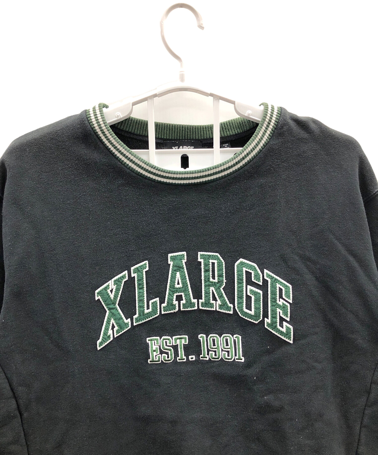 X-LARGE (エクストララージ) スウェット RIB LINE CREWNECK SWEAT(リブラインクルーネックスウェット) ブラック  サイズ:L