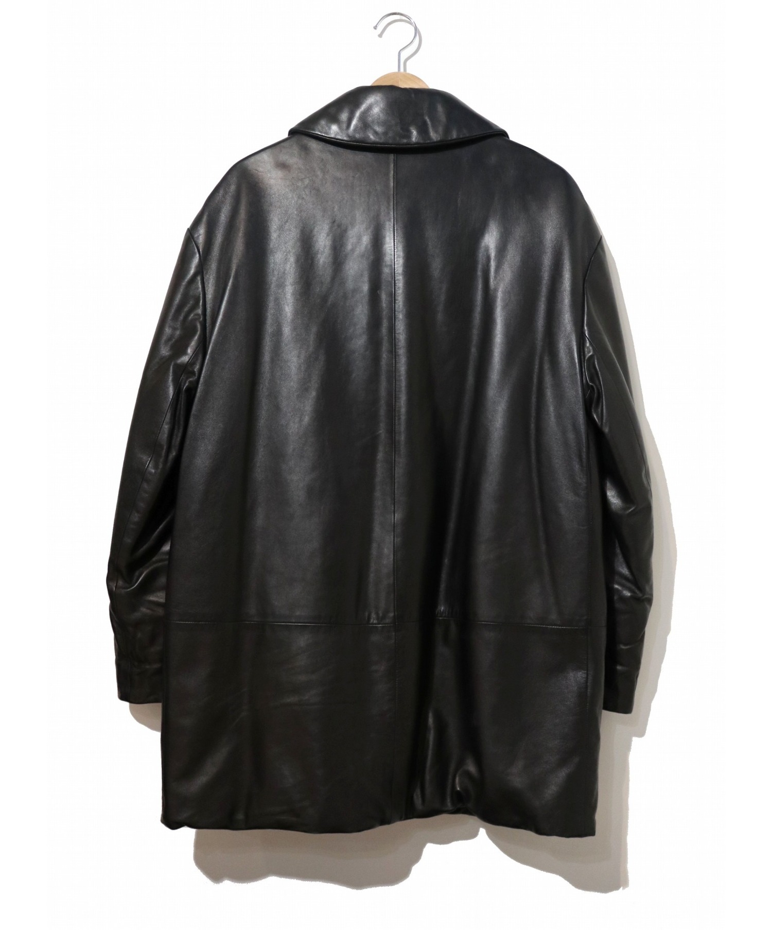 HERMES (エルメス) ラムレザー中綿コート ブラック サイズ:38 マルジェラ期・90s・フランス製