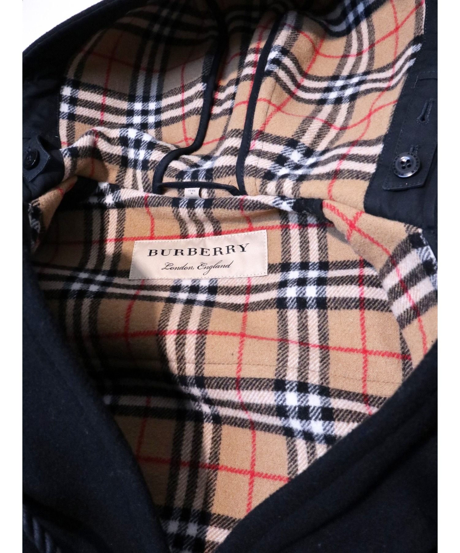 BURBERRY (バーバリー) ロングダッフルコート ブラック サイズ:S