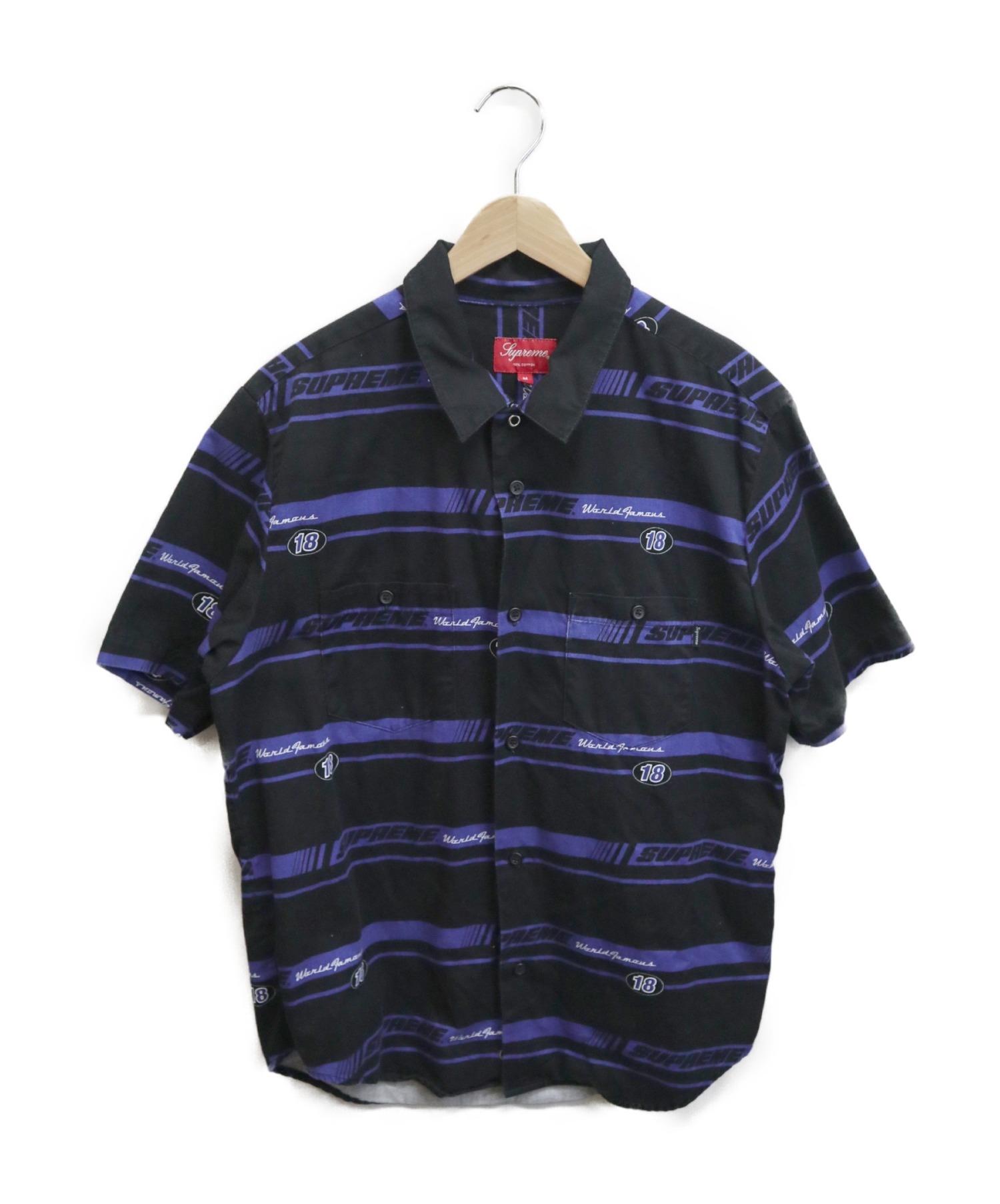 supreme striped racing work shirt シュプ - シャツ