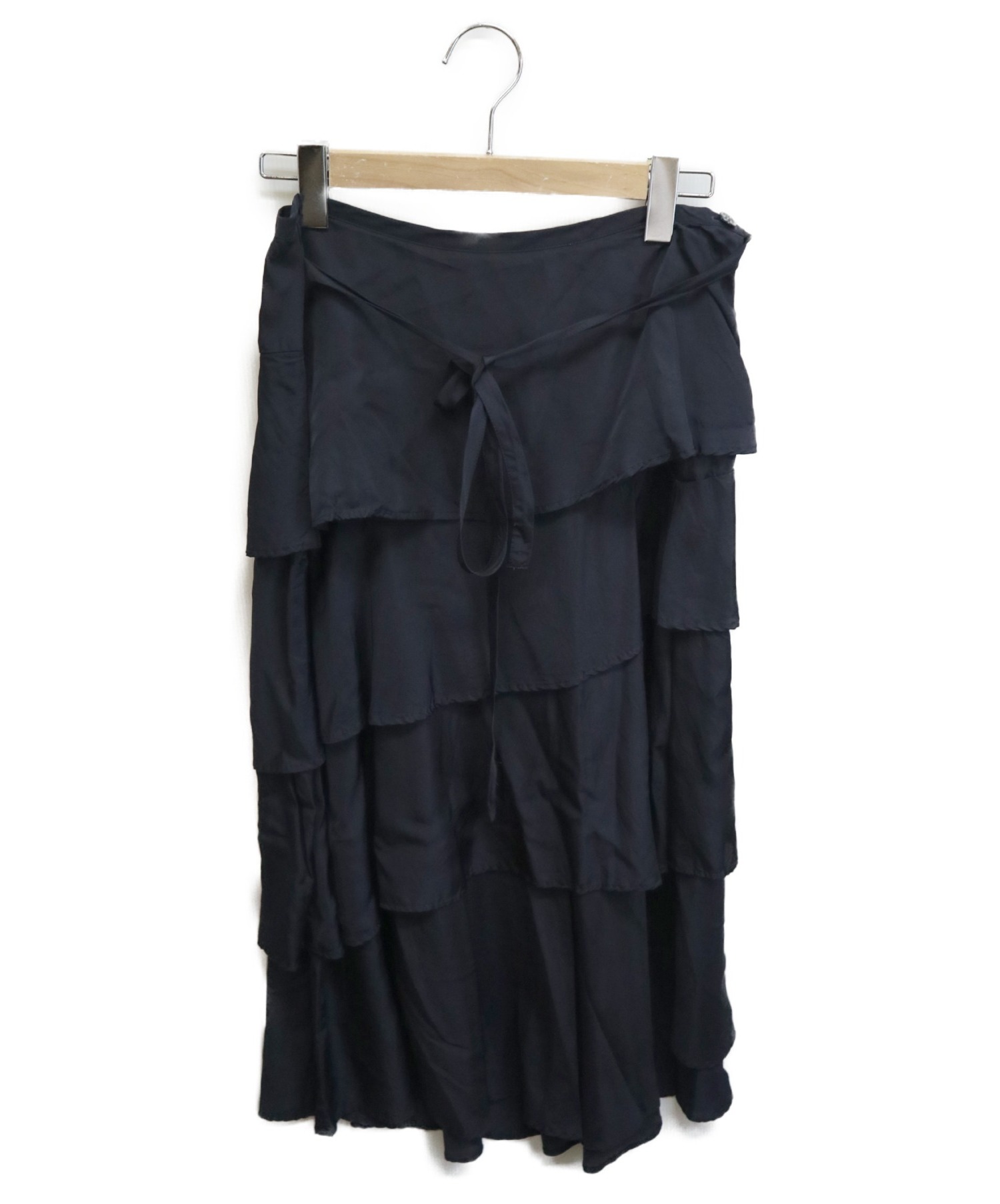 ロングスカート《美品》tricot COMME des GARCONS ティアードスカート 紺 - ロングスカート