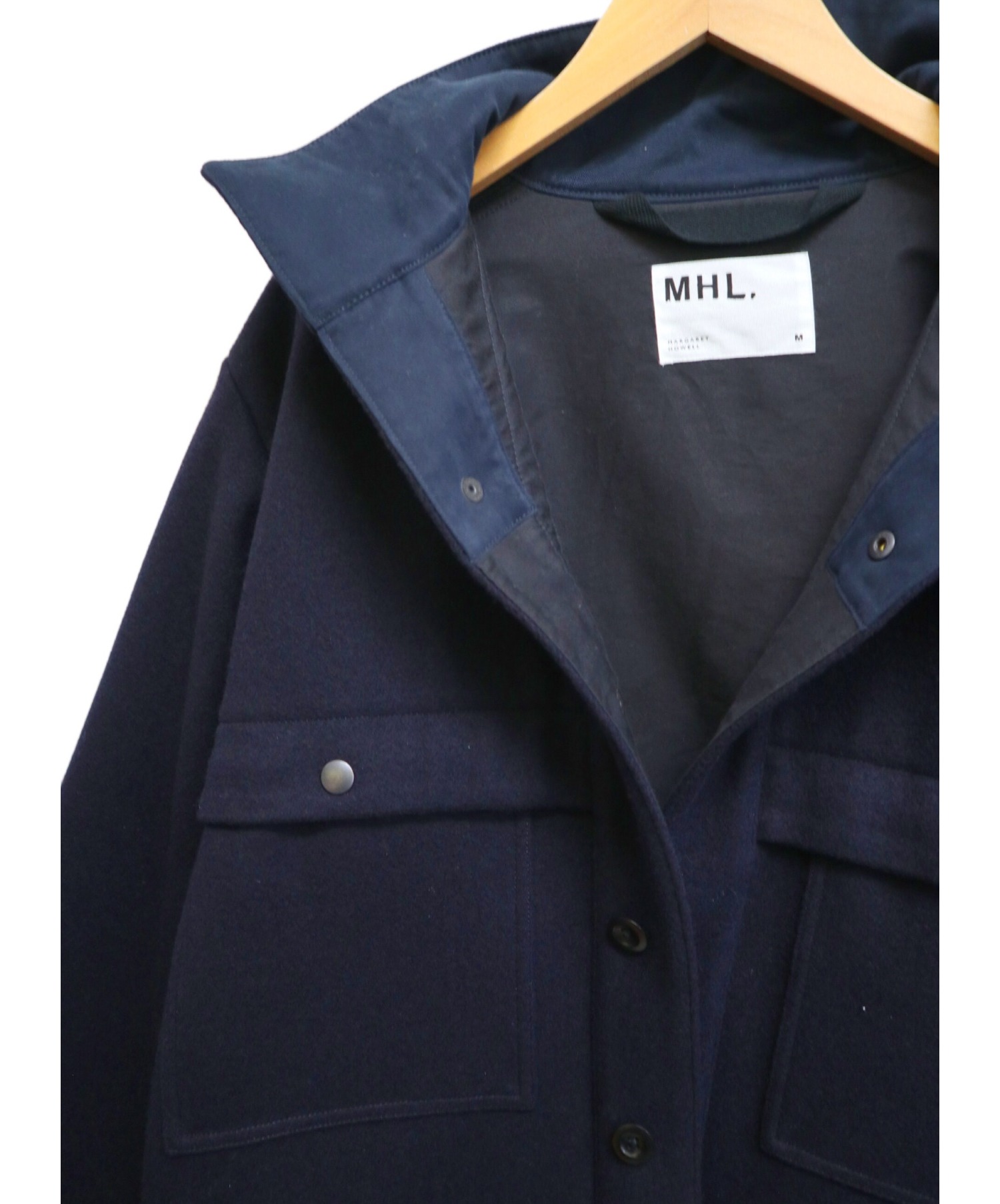 MHL (エムエイチエル) ウールスタンドカラーブルゾン ネイビー サイズ:M DENSE WOOL MELTON