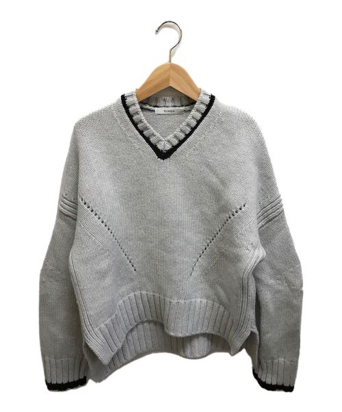 中古・古着通販】CINOH (チノ) V Neck Color Matching Knit グレー