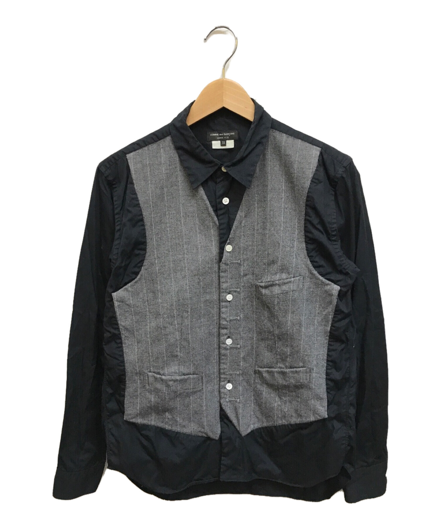 COMME des GARCONS HommePlus (コムデギャルソンオムプリュス) 09AW ベストドッキングシャツ ブラック サイズ:XS