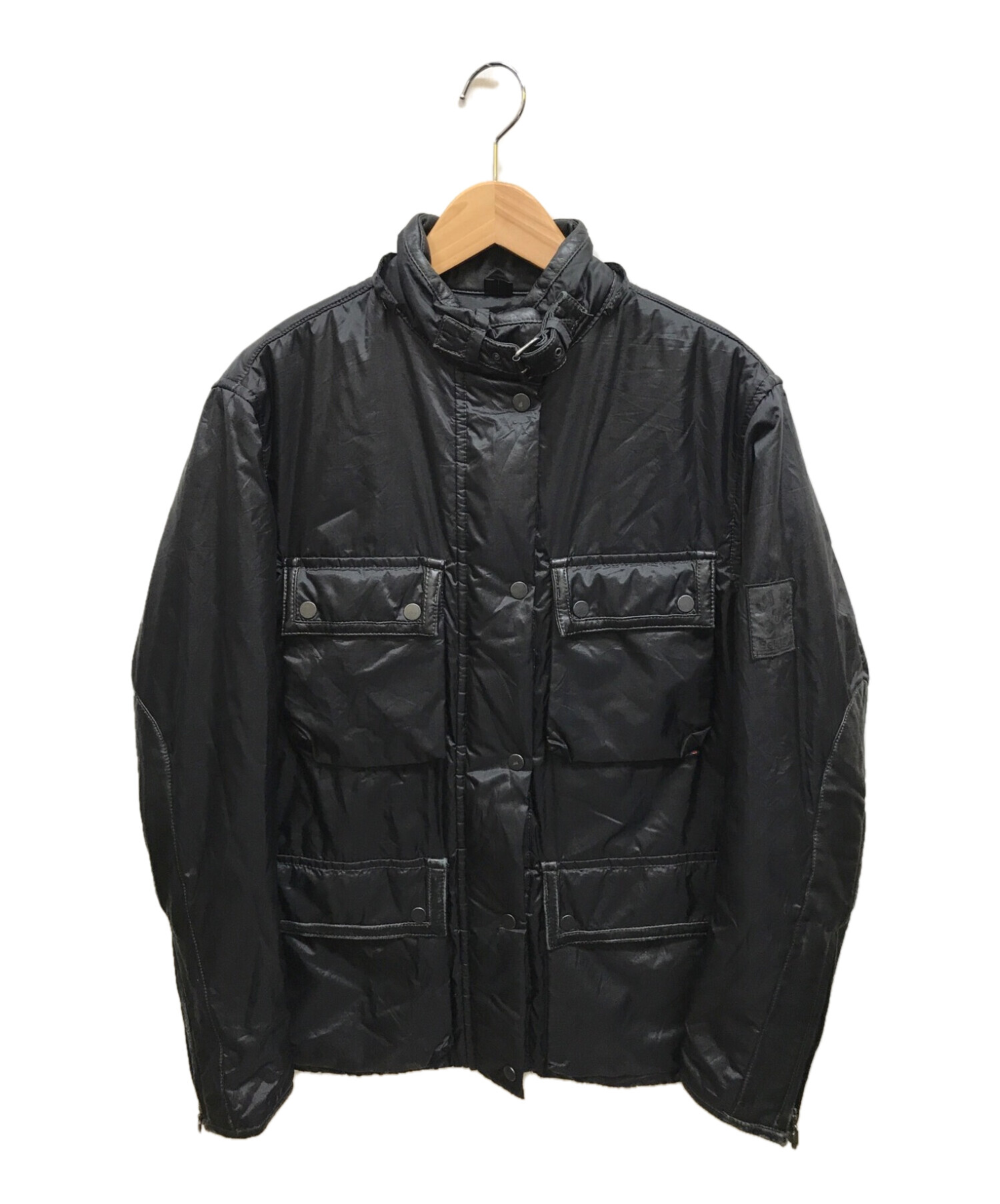 BELSTAFF (ベルスタッフ) [古着]オールドレザーナイロン切替モーターサイクルコート ブラック サイズ:46