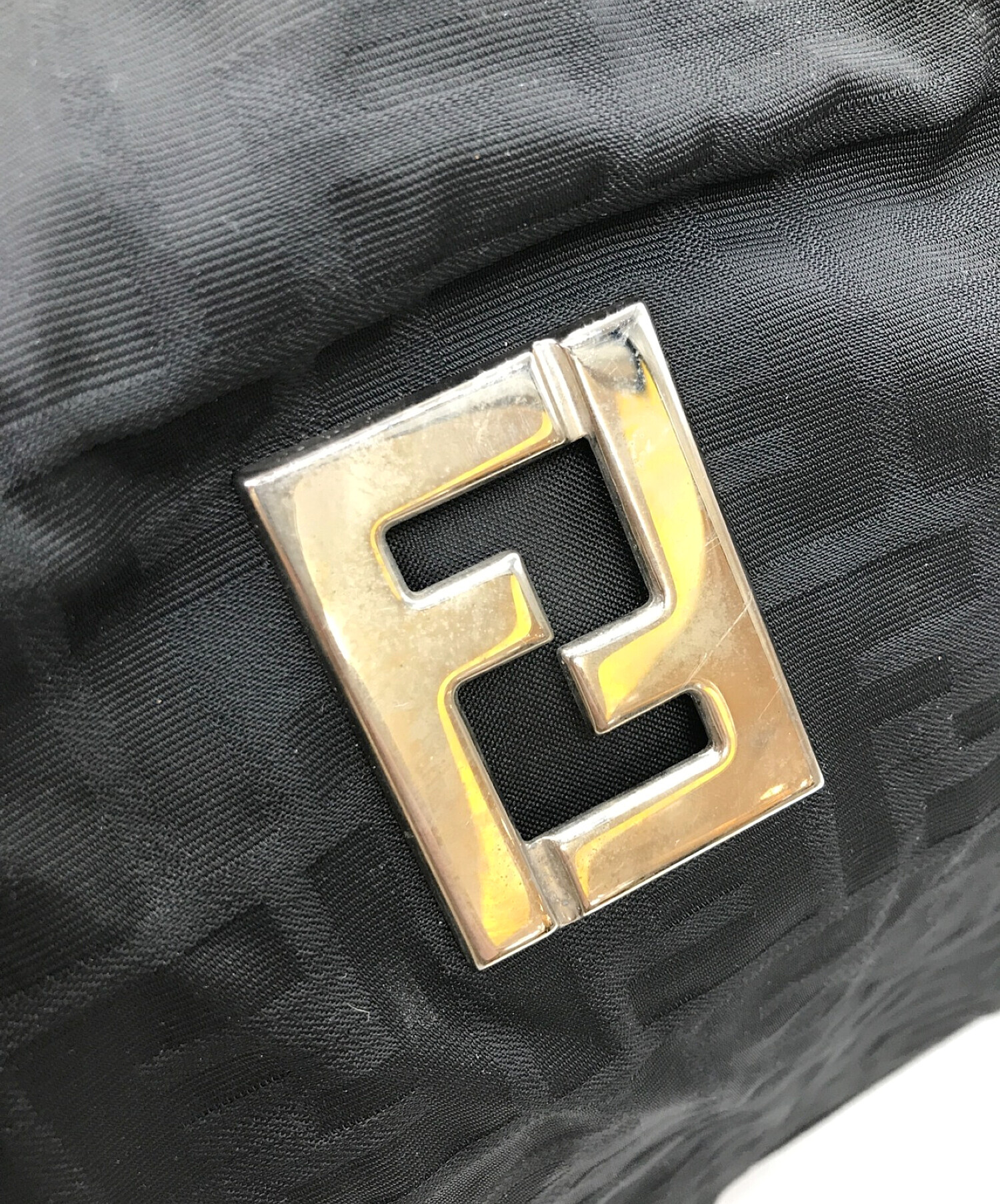 FENDI (フェンディ) ブラックズッカ柄ナイロントートバッグ ブラック