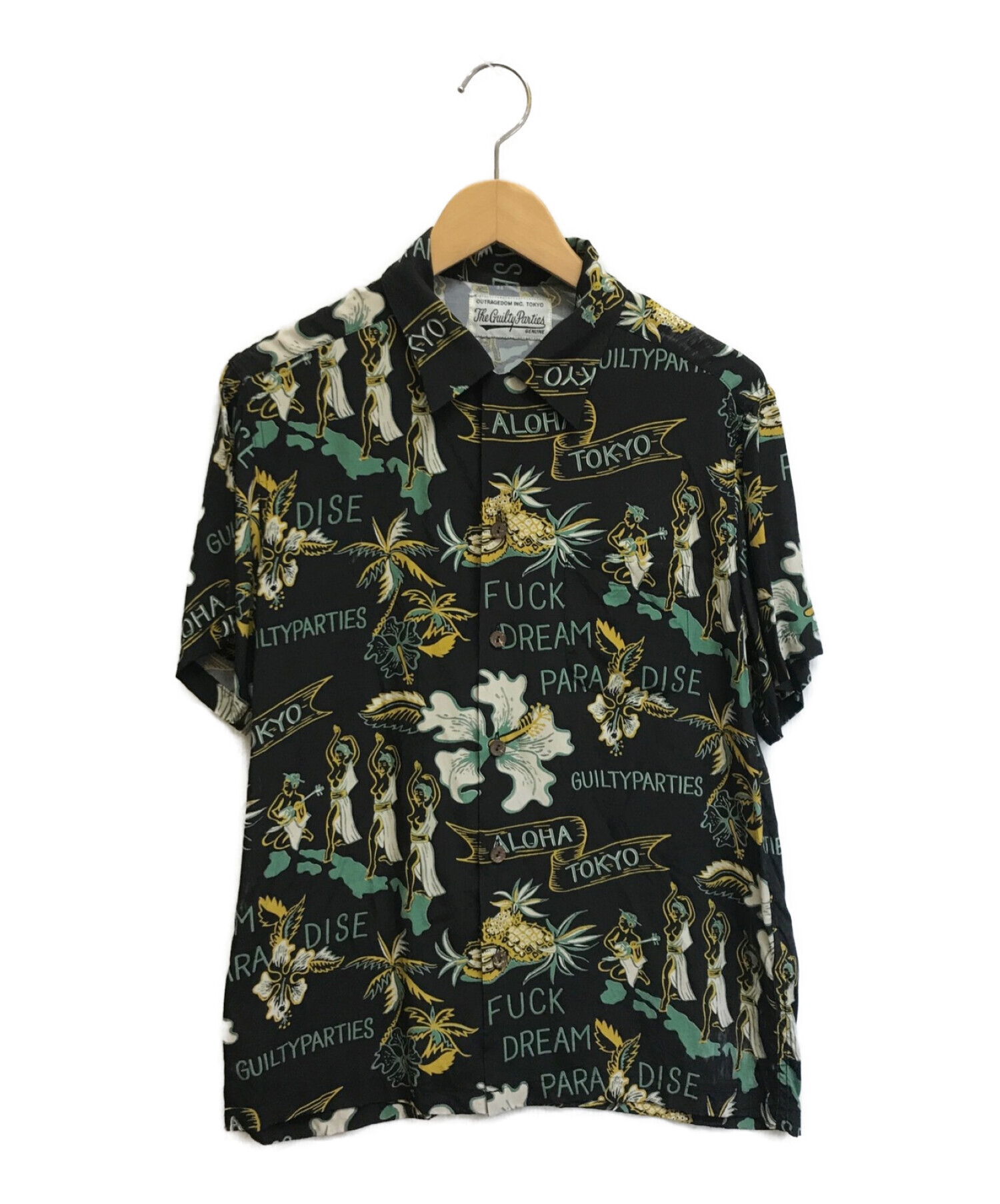 WACKO MARIA (ワコマリア) TOKYO JAPAN S/S HAWAIIAN SHIRT ブラック×グリーン サイズ:M