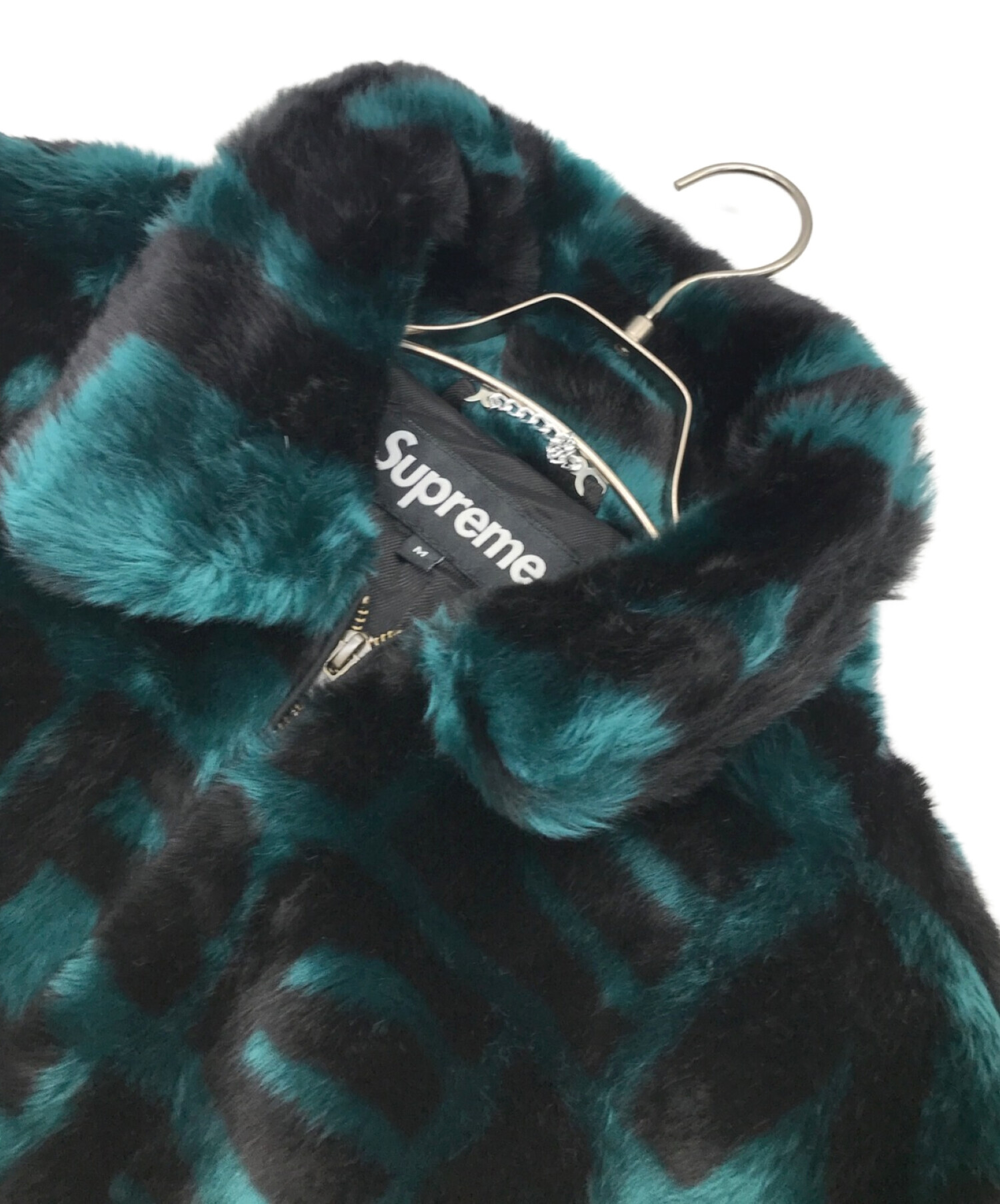 Supreme (シュプリーム) Faux Fur Repeater Bomber Jacket/18AWフェイクファーリピーターボンバージャケット  ダークティール ネイビー×ブラック サイズ:M