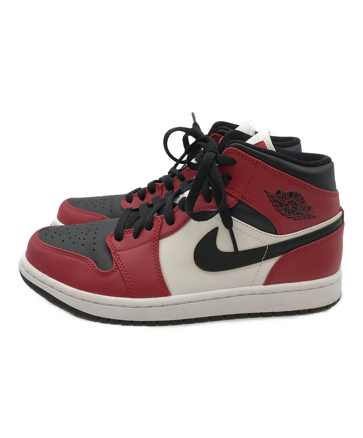 NIKE (ナイキ) AIR JORDAN 1 MID CHICAGO BLACK TOE/エアジョーダン1ミッドブラックトゥ ブラック×レッド  サイズ:26.5cm